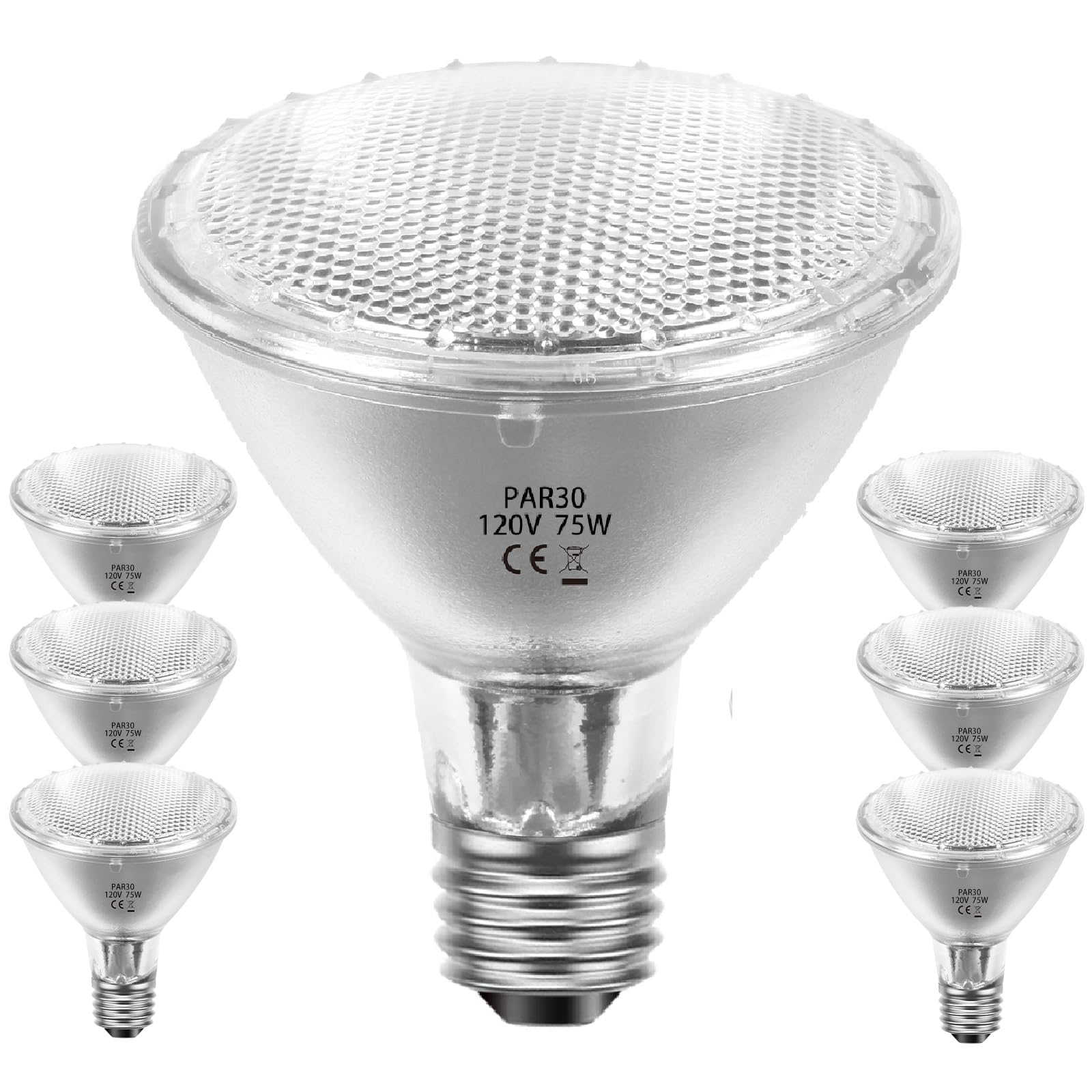 Jaenmsa 75W Par30 Halogen Flood Light Bulbs 120V,Par30 Long Neck Halogen Bulbs E26 Base,Dimmable 2700K Warm White Halogen Light 