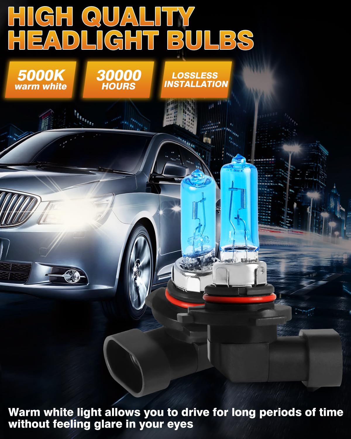 IVBDQV Halogen Headlight Bulbs Combo 4PCS, 9005/HB3 High & Low Beam, Glass, For Toyota RAV4 2013-2015, 300