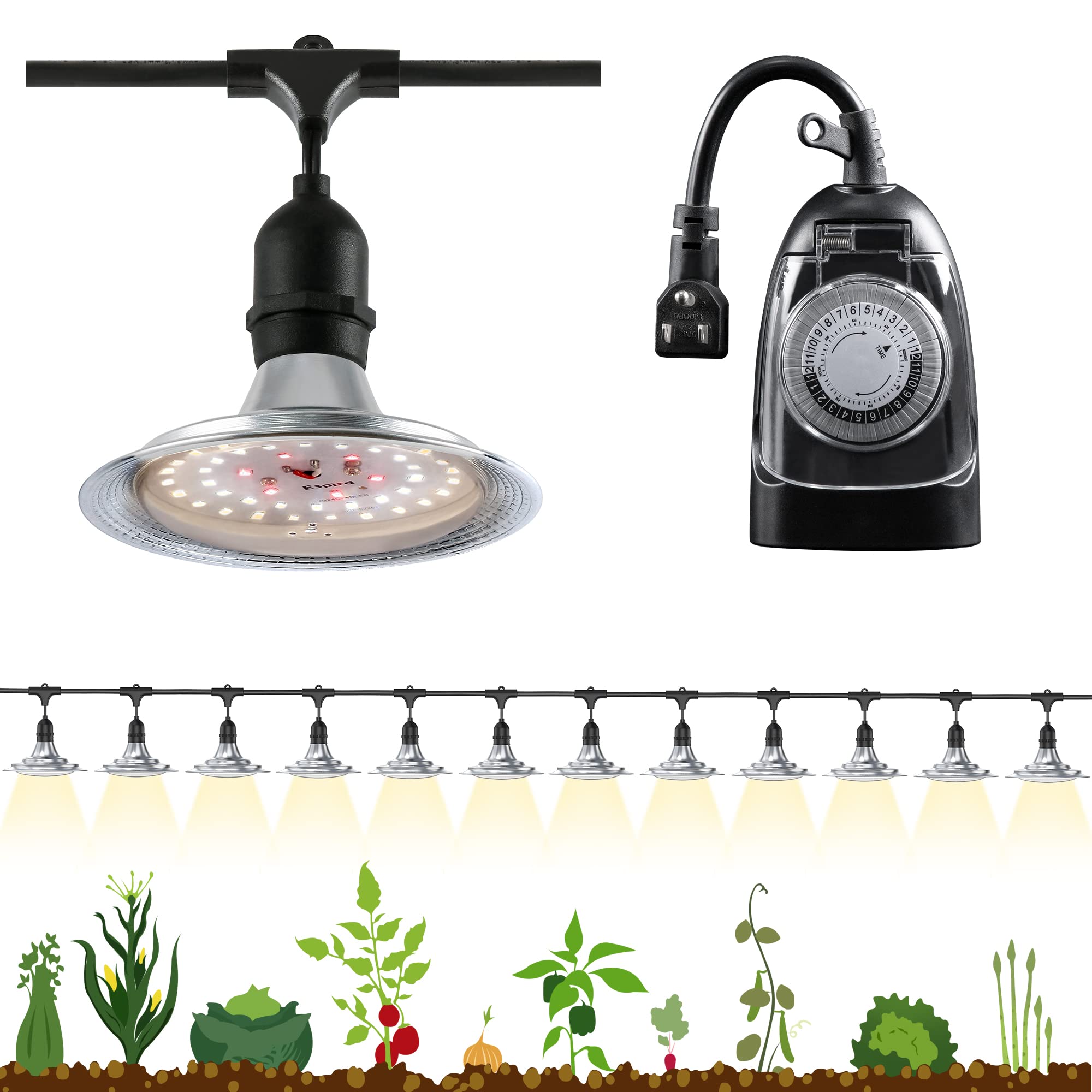 Espird Full Spectrum Led Grow Light With Timer, Waterproof 41Ft Strip For Plants, Ul Certified