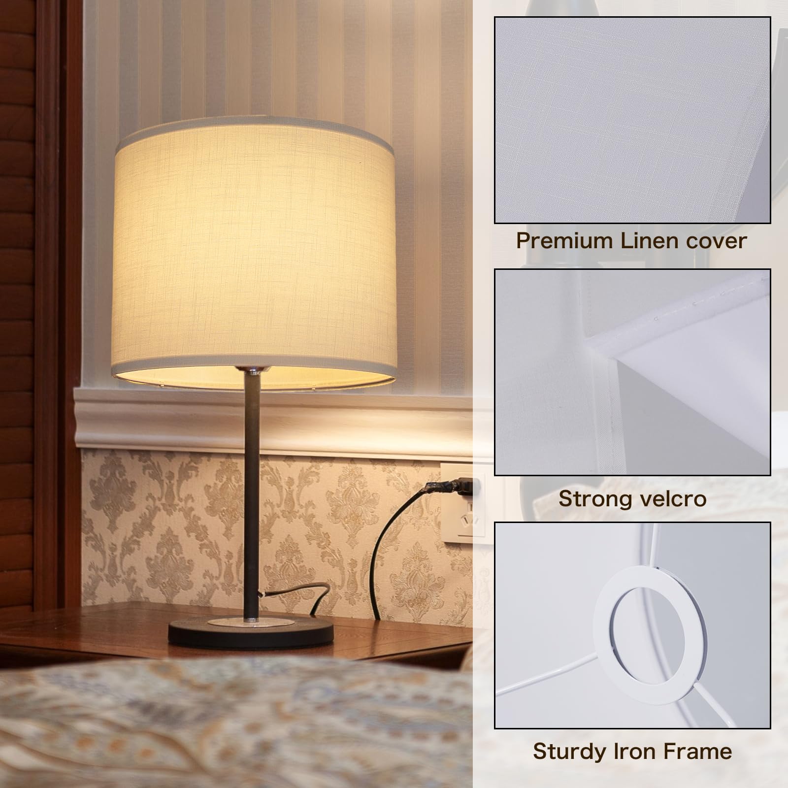 LEYINPEI White Large Drum Lampshade 13 x 11, Natural Linen Replacement Shade for Table & Floor Lamps, Easy Assembly