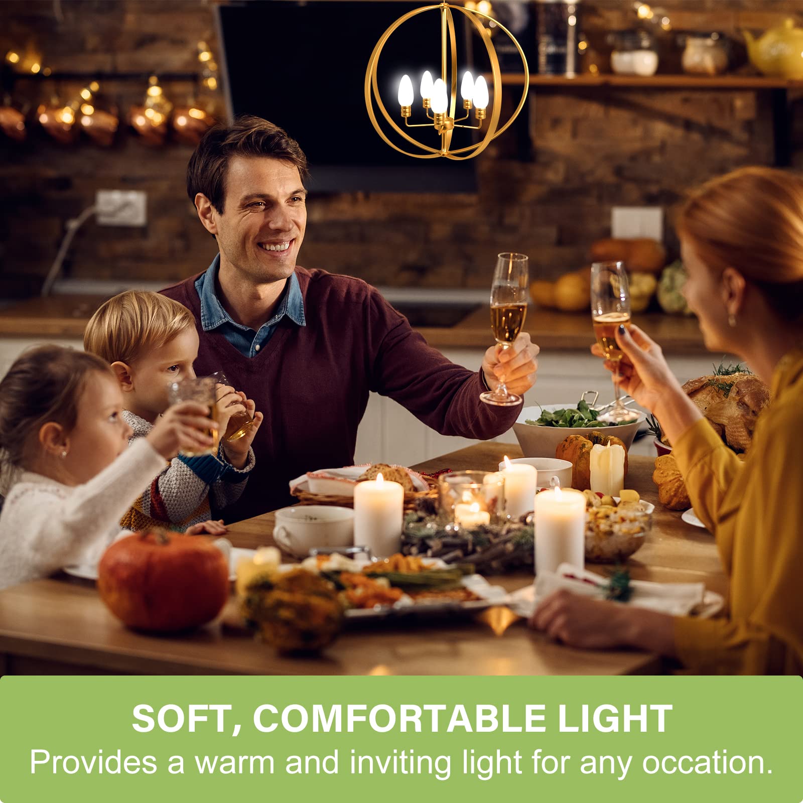 Sigalux Dimmable Led Chandelier Light Bulbs,E12 Base,60W Equivalent,2700K Soft White, B10 Candelabra Light Bulb,Type B Filament