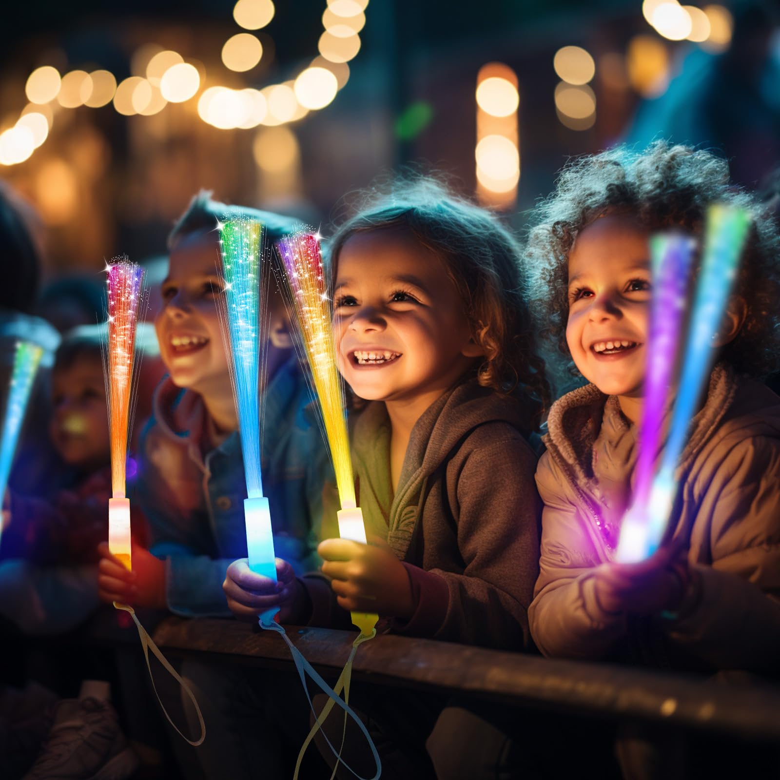 Shqdd 100 Pcs Glow Fiber Wands Sticks,Led Light Wands,Glow In The Dark Party Supplies,Fiber Optic Wands,Led Flashing Sticks,Fibe