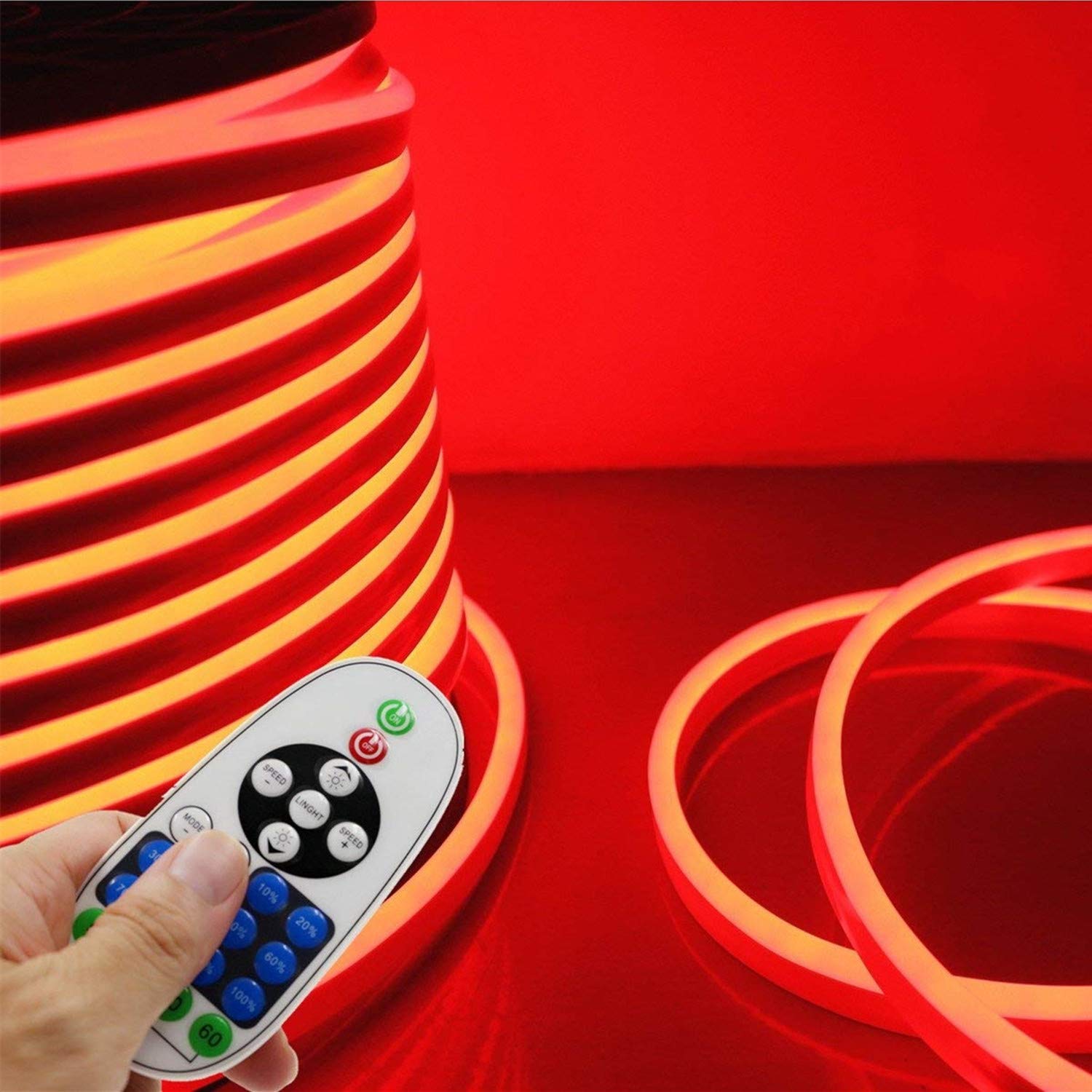 IEKOV LED Neon Light, Flexible 5m/16.4ft Waterproof Strip, 120 LEDs/M, Red, Model NEON LIGHT-R-5M