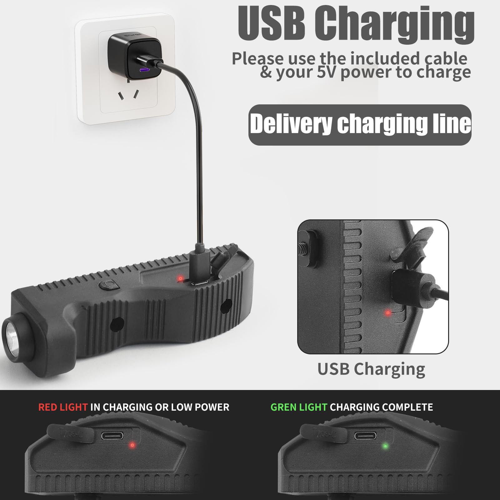 ZBULAR 1450 Lumens USB-C Rechargeable Flashlight, Dual Switch, Strobe Function, Black, Model Z04