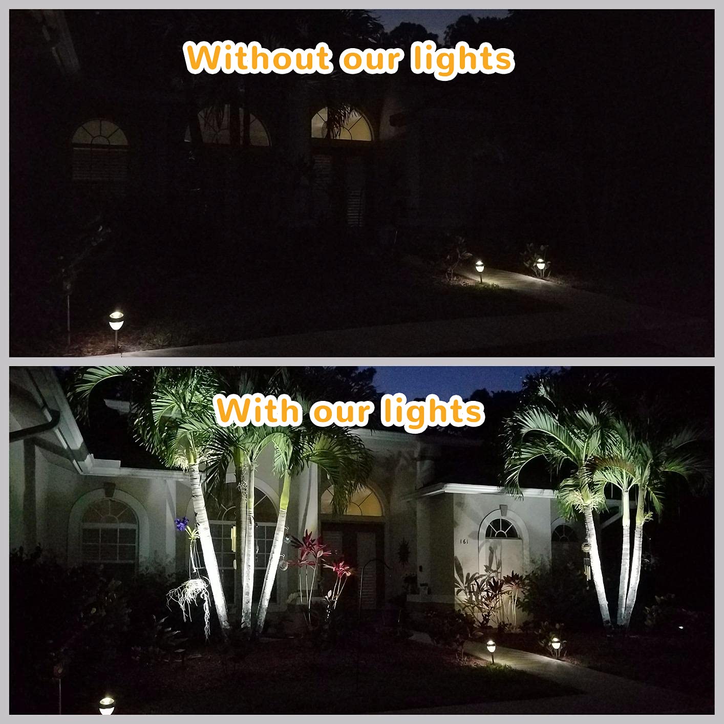 URPOWER Solar Spot Lights Outdoor, 4 LED, Waterproof, Dusk-to-Dawn, 2 Pack, Cool White