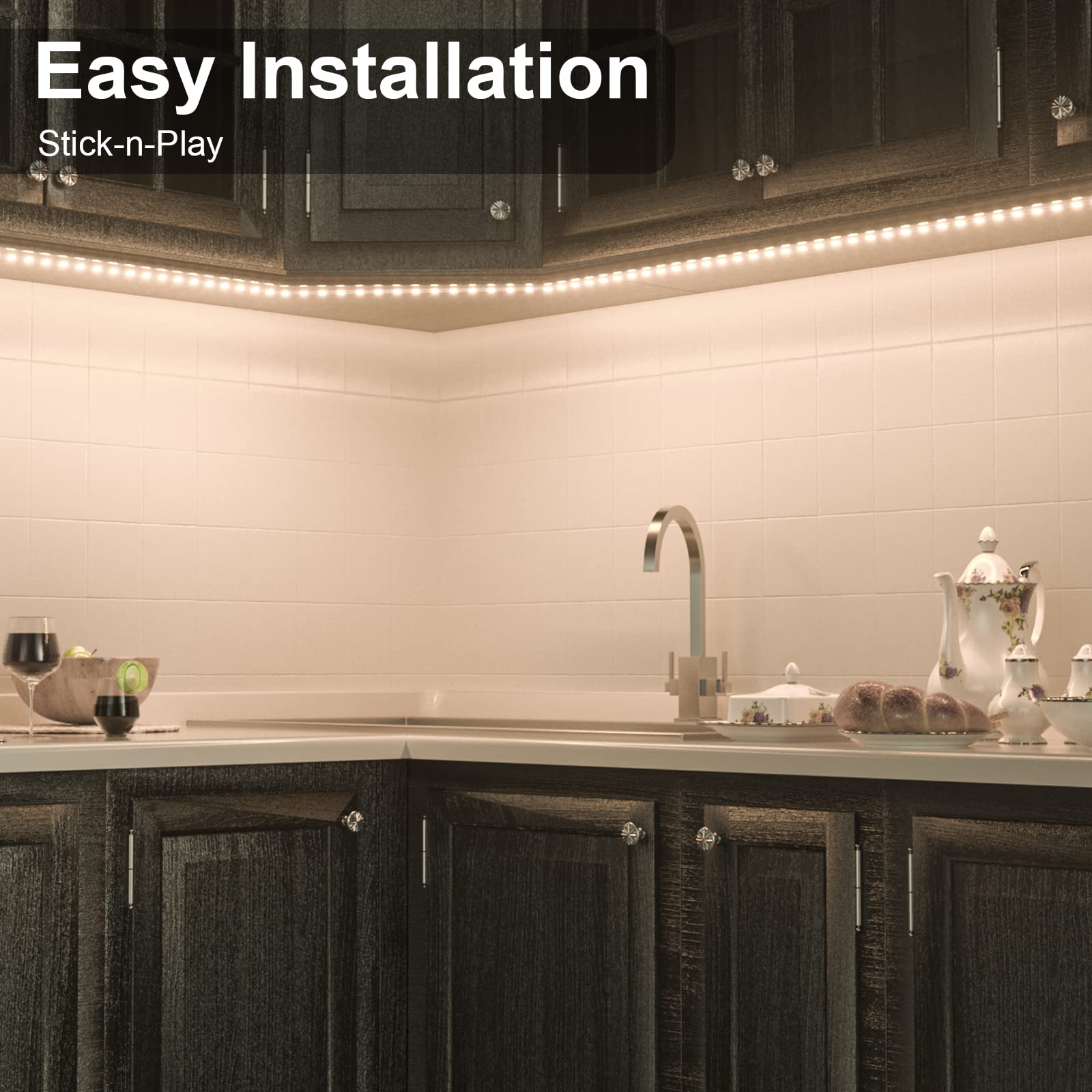 Wobane Led Cabinet Lights, 4 Pcs 20Inch Led Strip Lights Kit, Under Counter Lighting For Kitchen, Under Desk, Shelf, Display Cas