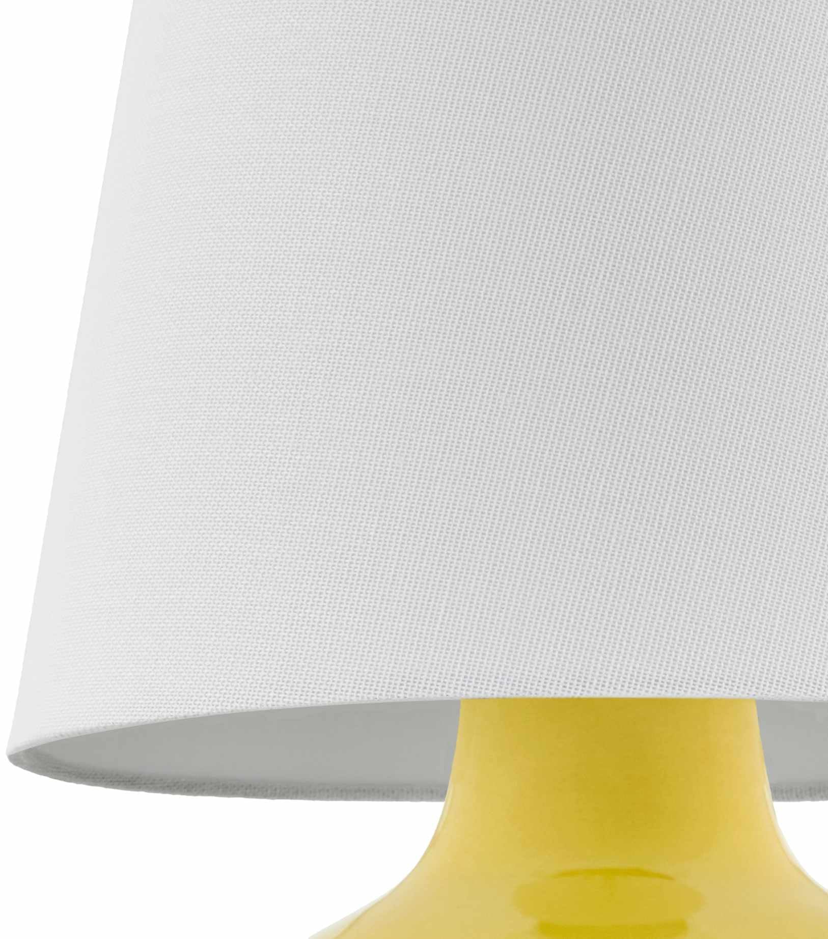 Boutiquerugs Theisseil Boho Ceramic Bedside Table Lamp For Bedroom Nightstand And Living Room - Shade Cotton - White, Yellow, Mu