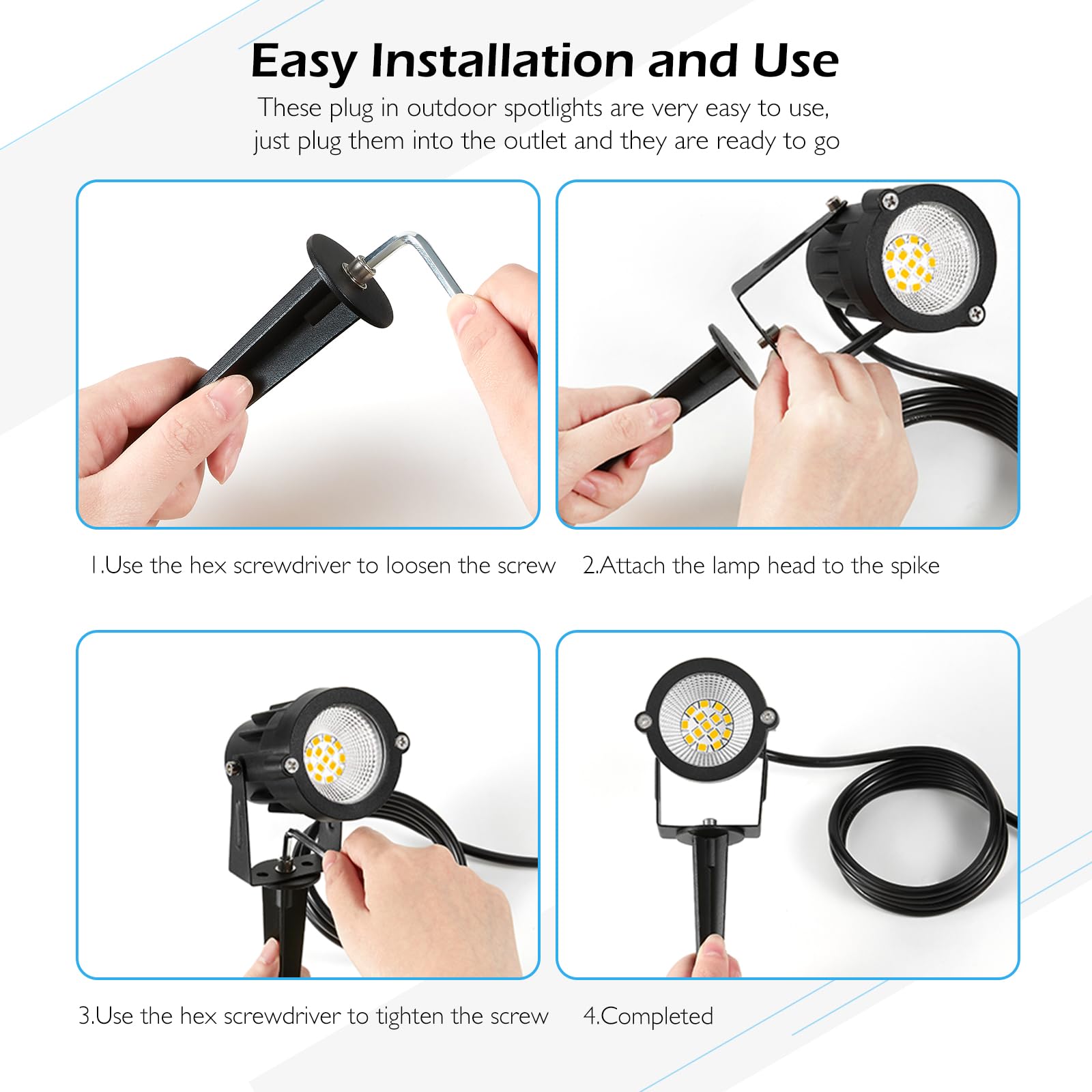 Reegold 10W Warm White Led Spot Lights - 1000Lm Outdoor Landscape Lighting, Ip65 Waterproof, 2 Pack