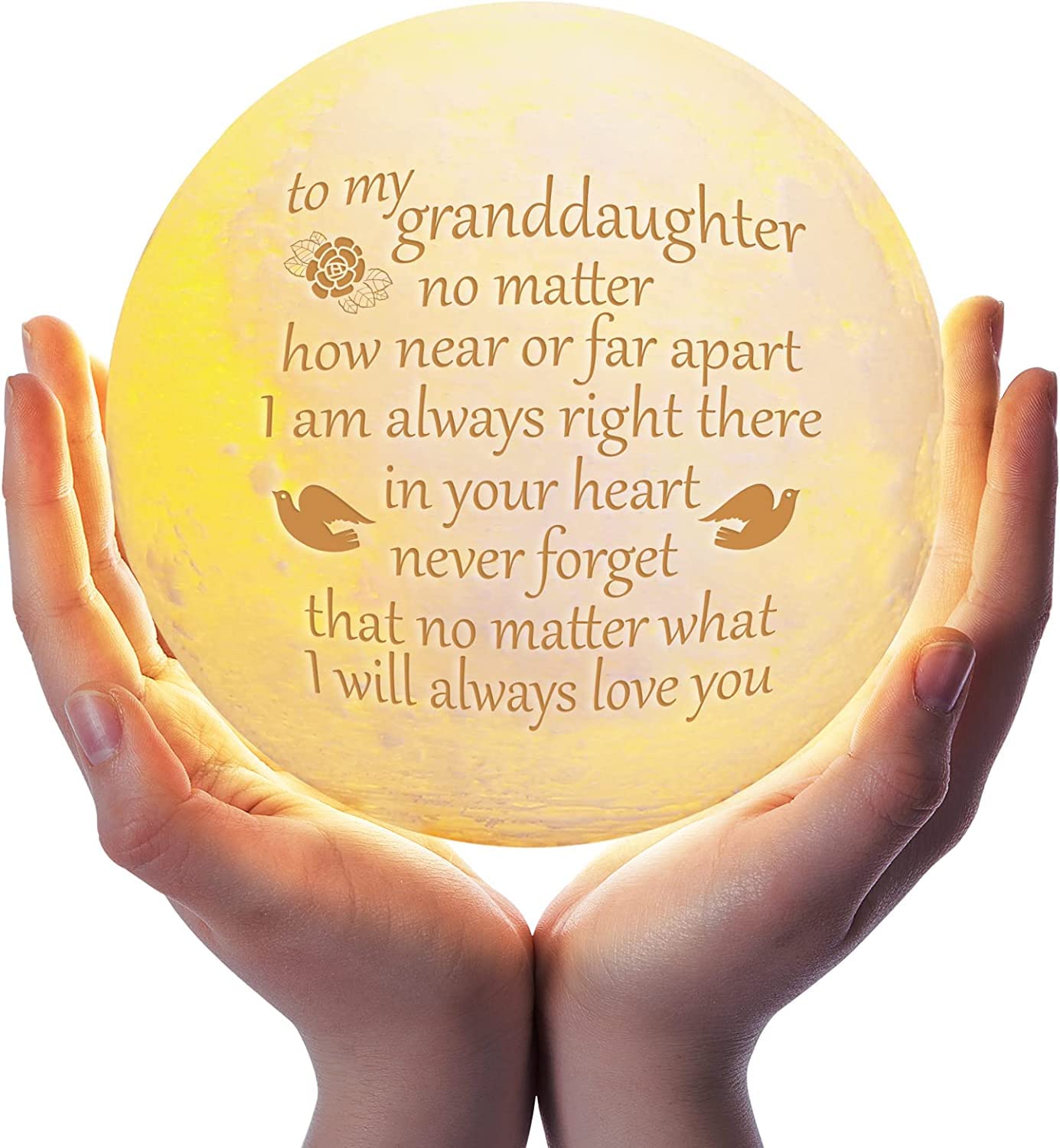 Funnli Granddaughter Gifts from Grandma, Mothers Day Graduation Christmas Birthday Gifts for Granddaughter Moon Lamp, 3D Printed