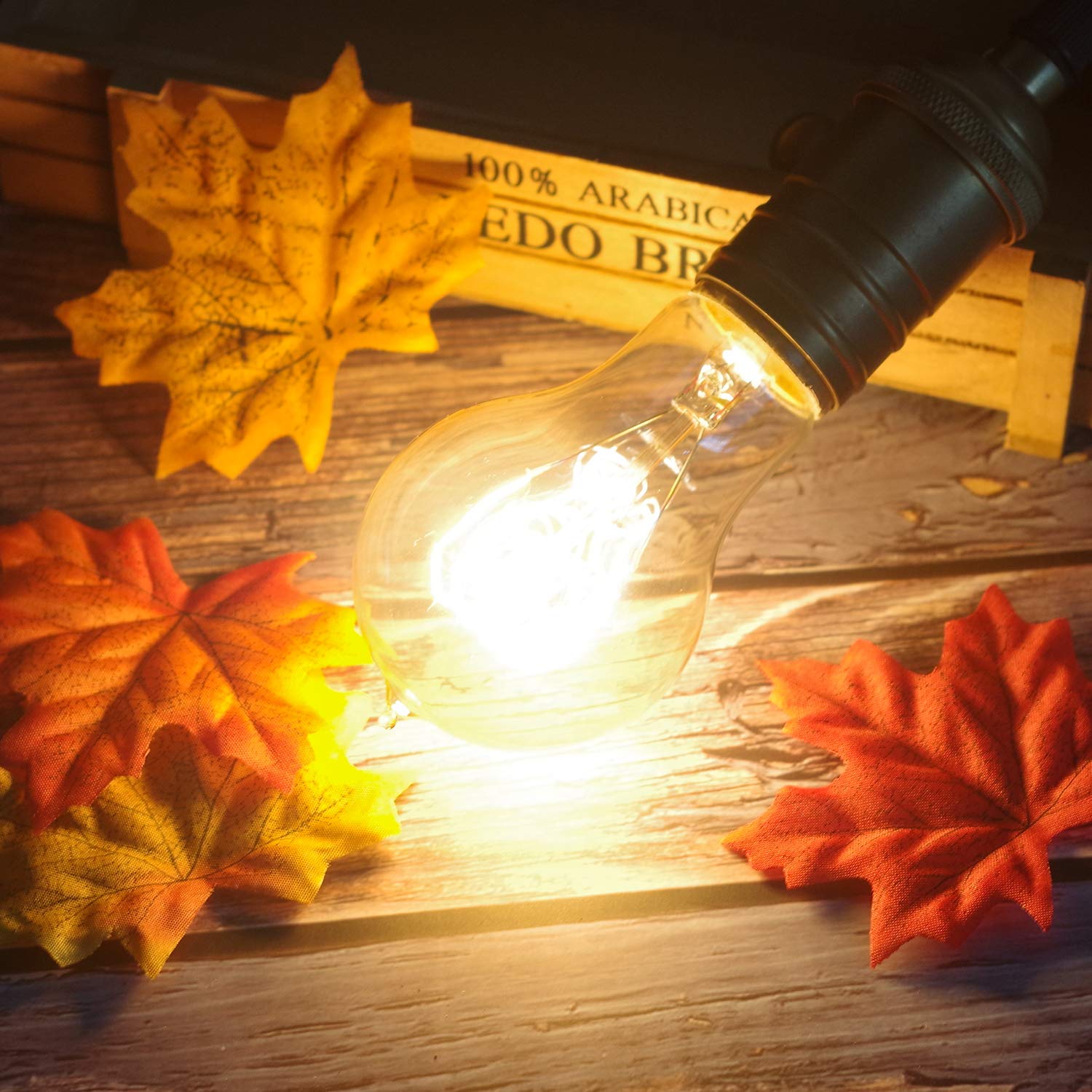 Jslinter Edison Light Bulbs 60 Watt Dimmable A19 Antique Vintage E26 Glass 6-Pack Amber Warm White