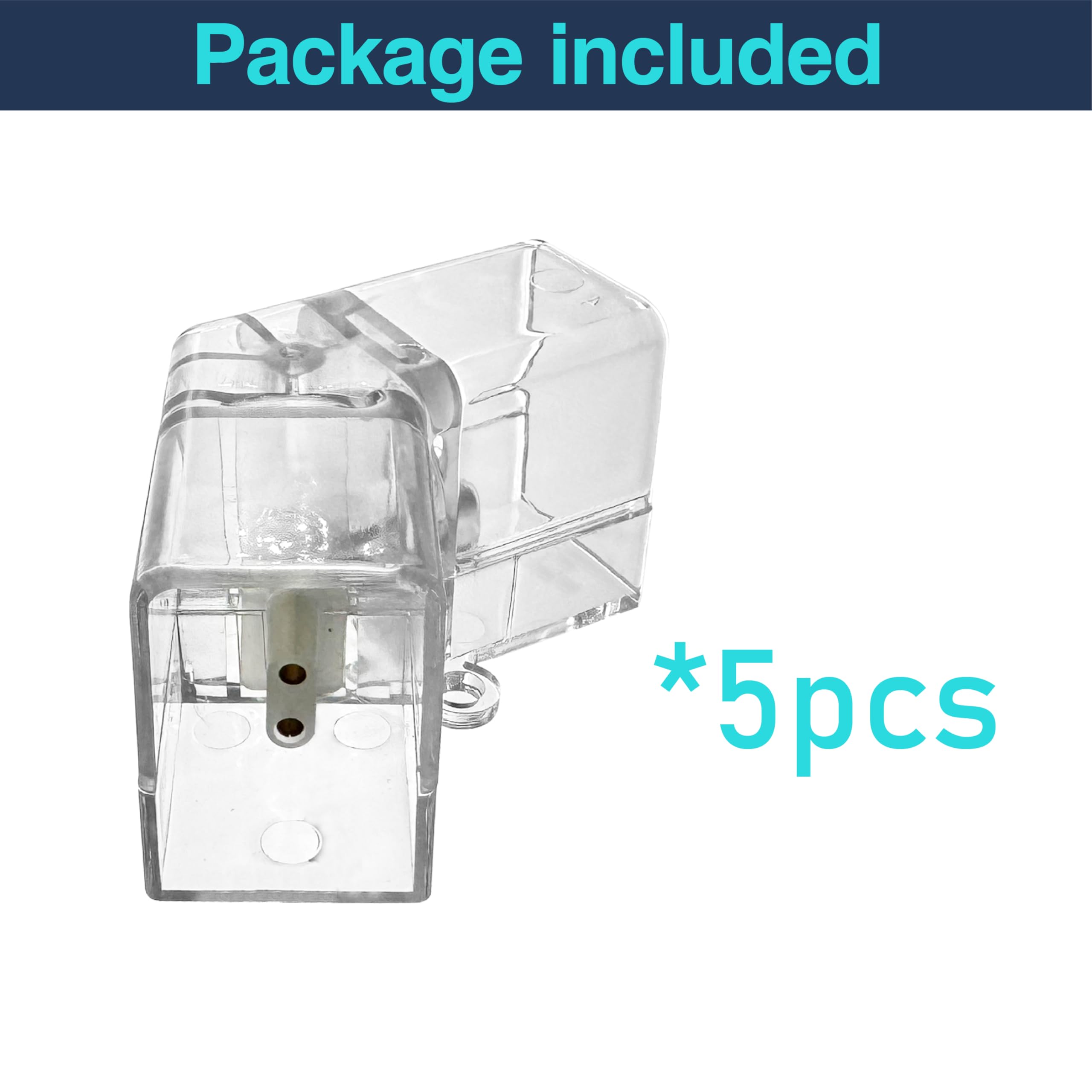 Cezelux Hexagon LED Light Connectors 5 Pack, 2 Pin V-Connector, Clear Plastic, Compatible with Honeycomb Lighting Systems