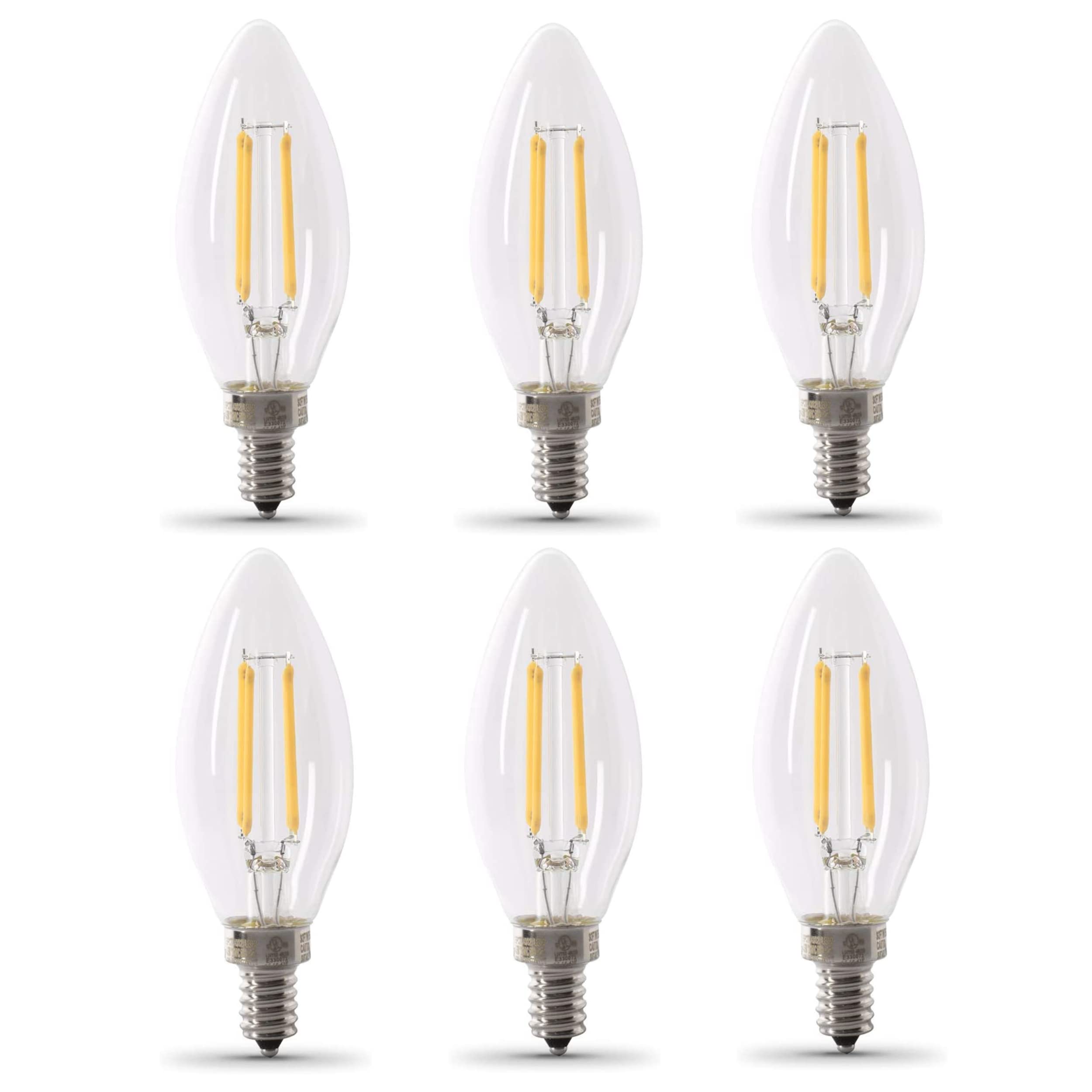 Feit Electric 40W Equivalent Candelabra Led Light Bulb, Dimmable, E12 Base, 2700K Soft White, B10 Filament Torpedo Tip Decorativ