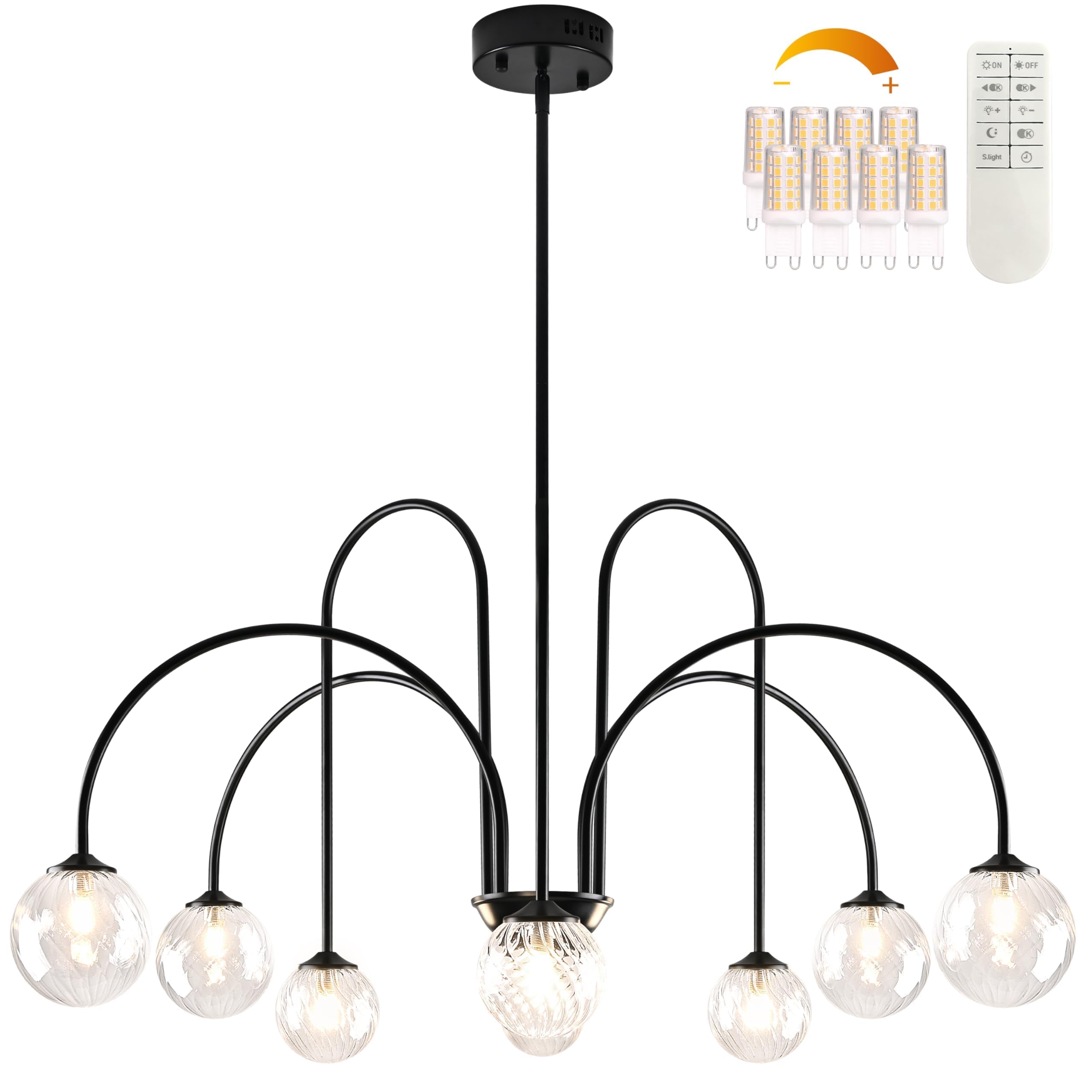 Bagood 8-Light Black Sputnik Chandelier Mid Century Modern Light Fixture 38.5    Globe Chandeliers Modern Sputnik Chandelier Wit