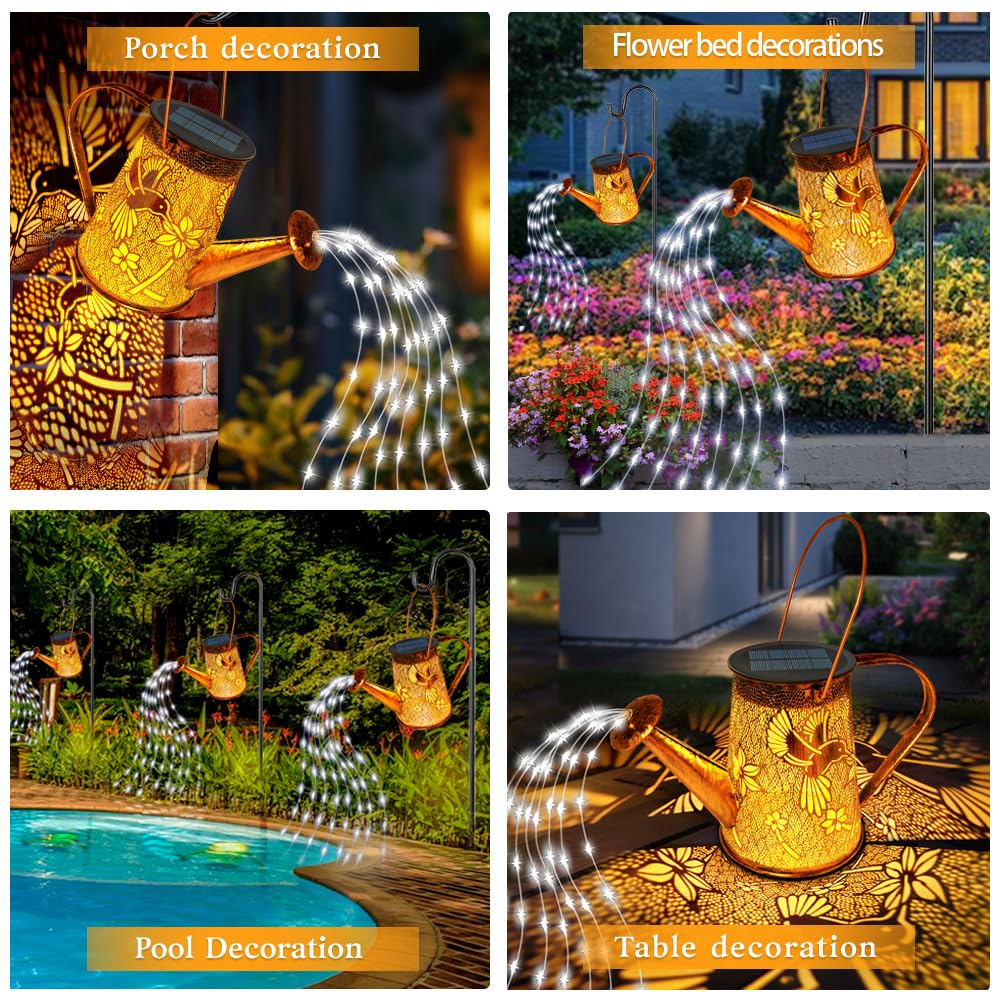 Solar Watering Can Lights, Hummingbird Christmas Gifts For Women Mom Grandma Birthday, Waterproof Outdoor Garden Decor Large Han