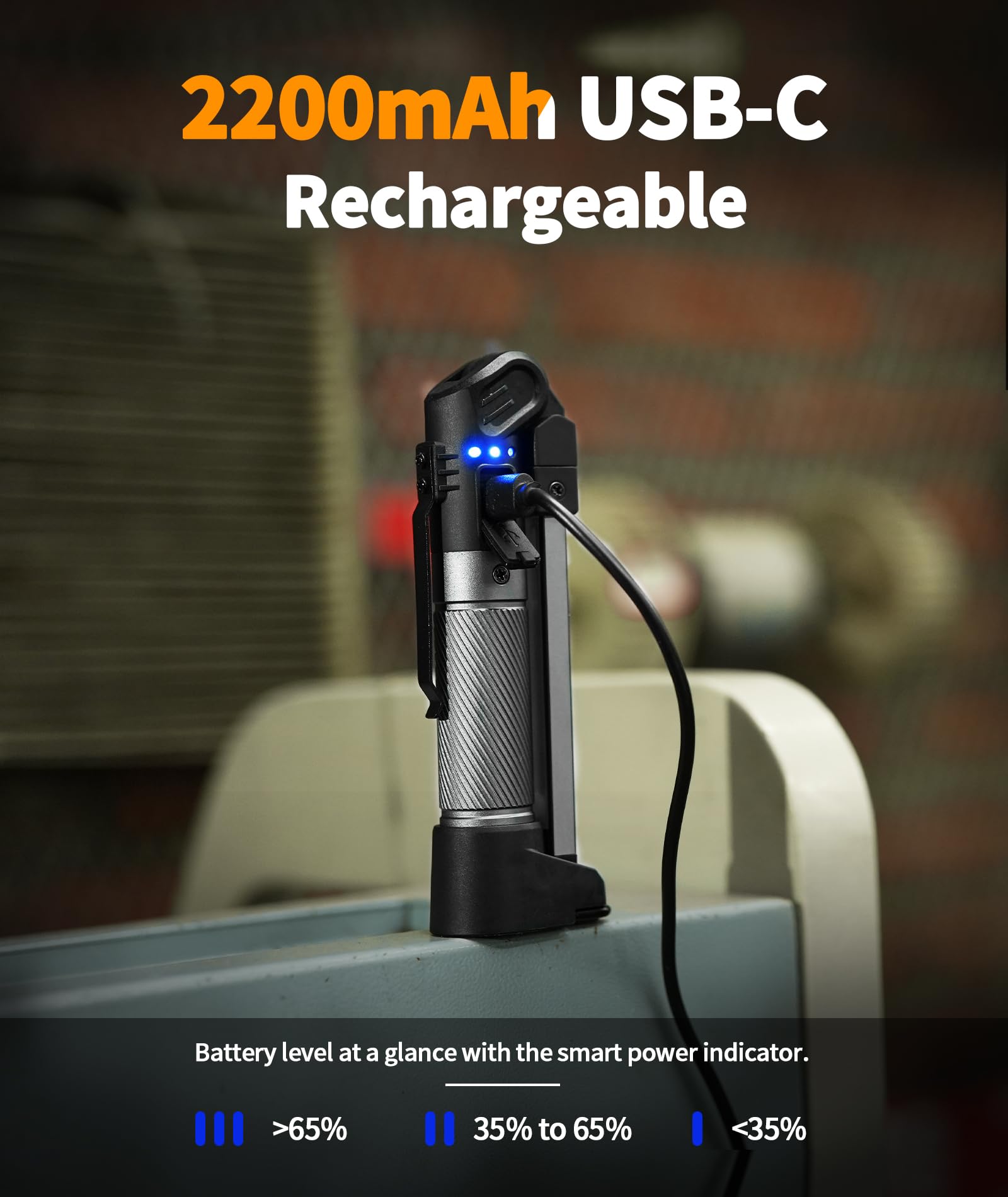 HOTLIGH Magnetic Work Light - 800 Lumens, 2200 mAh, Foldable, Portable, Gray, Model zf6769, 3 Lighting Modes for Car Repair/Emergency