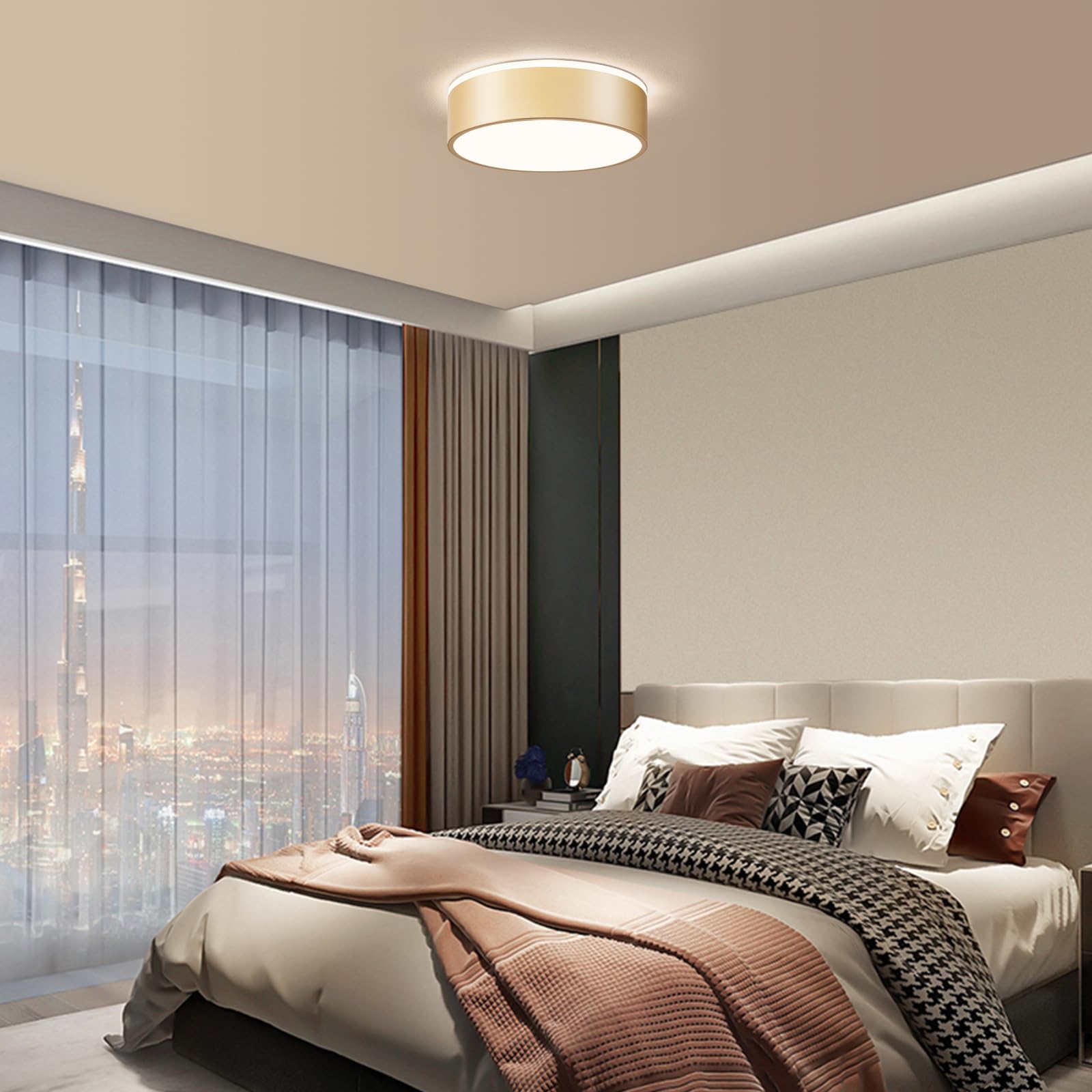 Vikaey Gold Led Ceiling Light, Modern Flush Mount Ceiling Light Fixture, Minimalist Round Metal Lighting Fixture Ceiling Lamp For Hallway, Entryway, Bedroom, Balcony, 11.81 Inch