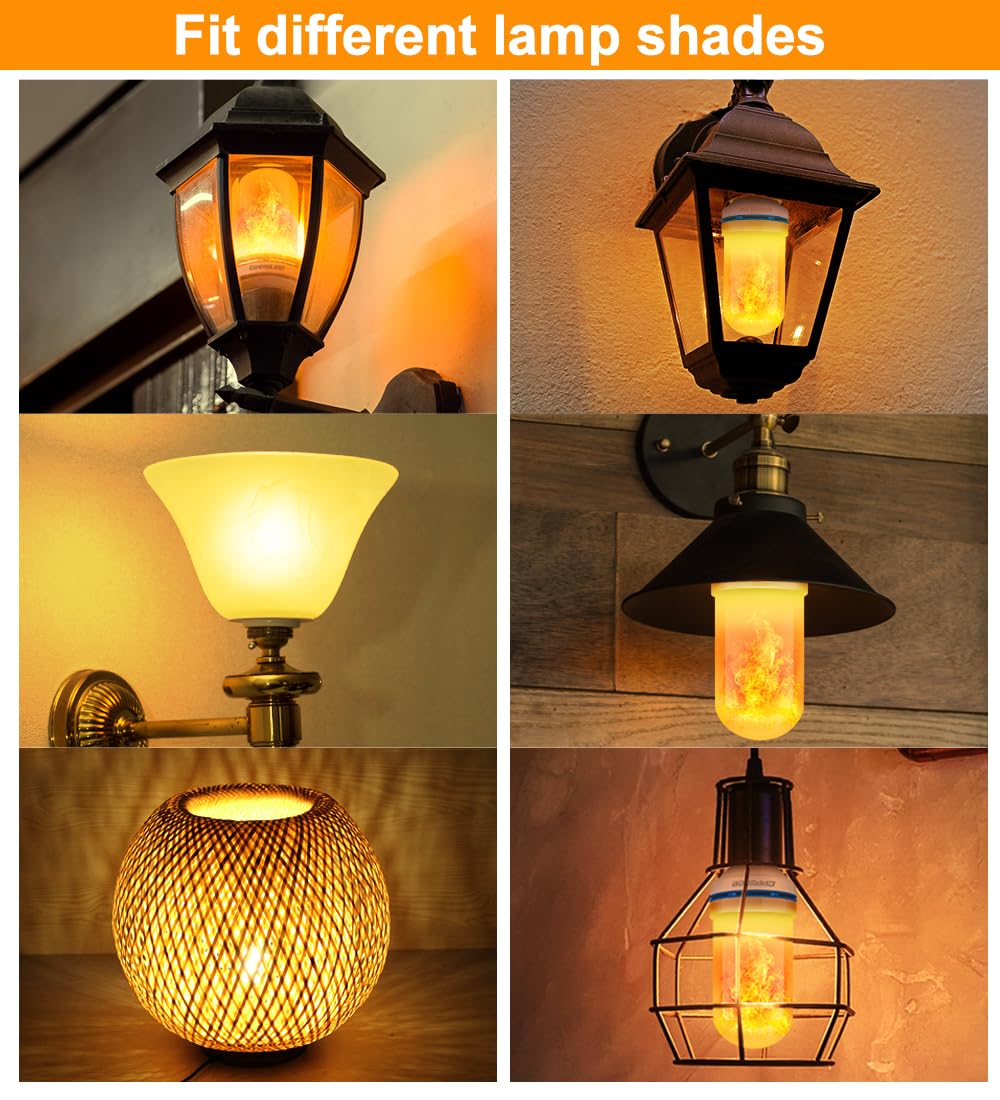 CPPSLEE LED Flame Light Bulbs, 4 Modes Flickering E26 Base, Yellow, 1 Pack for Holiday Outdoor Indoor Decor