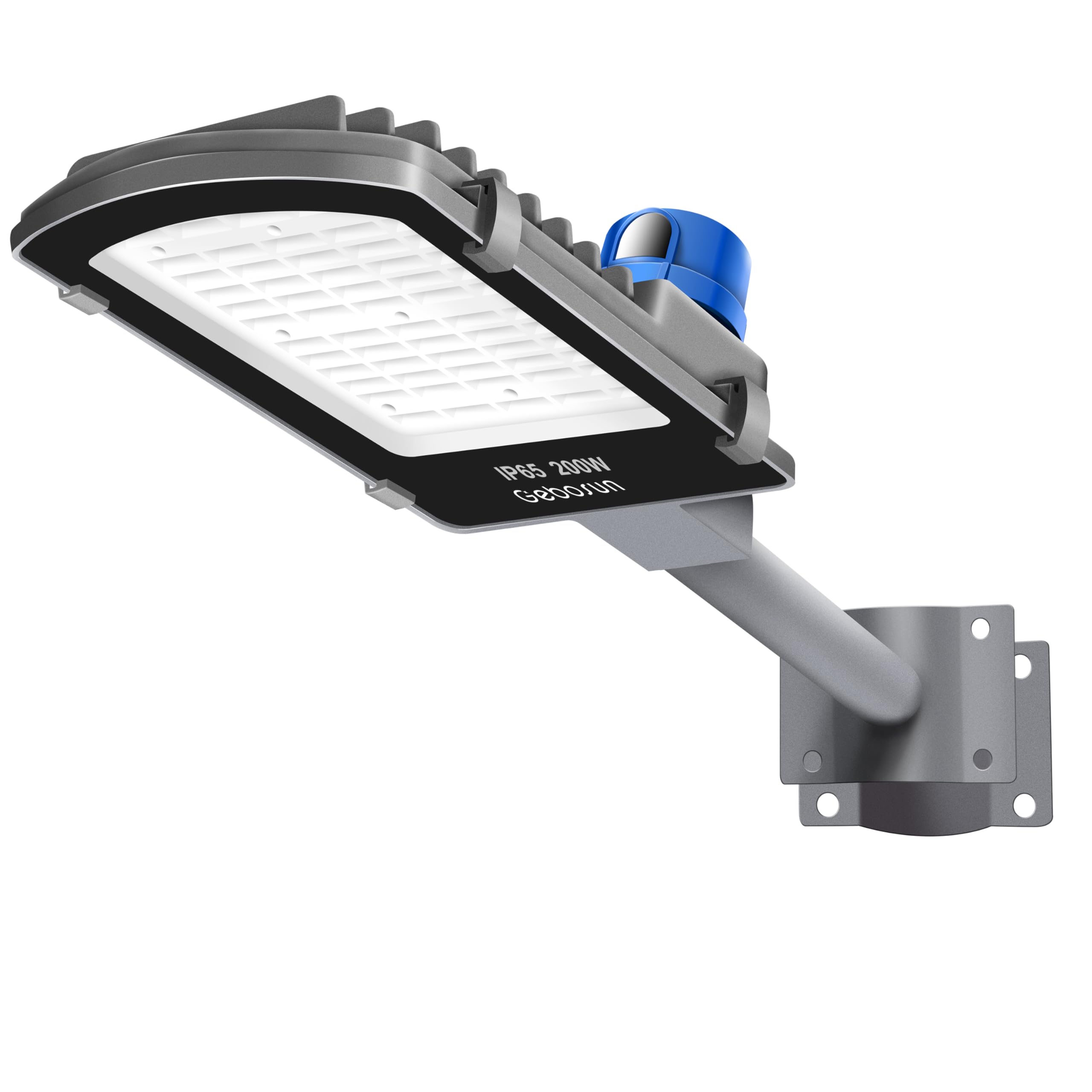 Gebosun 200W AC Powered Street Light & Flood Light, with Optic Sensor, Dusk to Dawn, 9,600 Lumen, 6,000K, IP65 Waterproof, Wall-