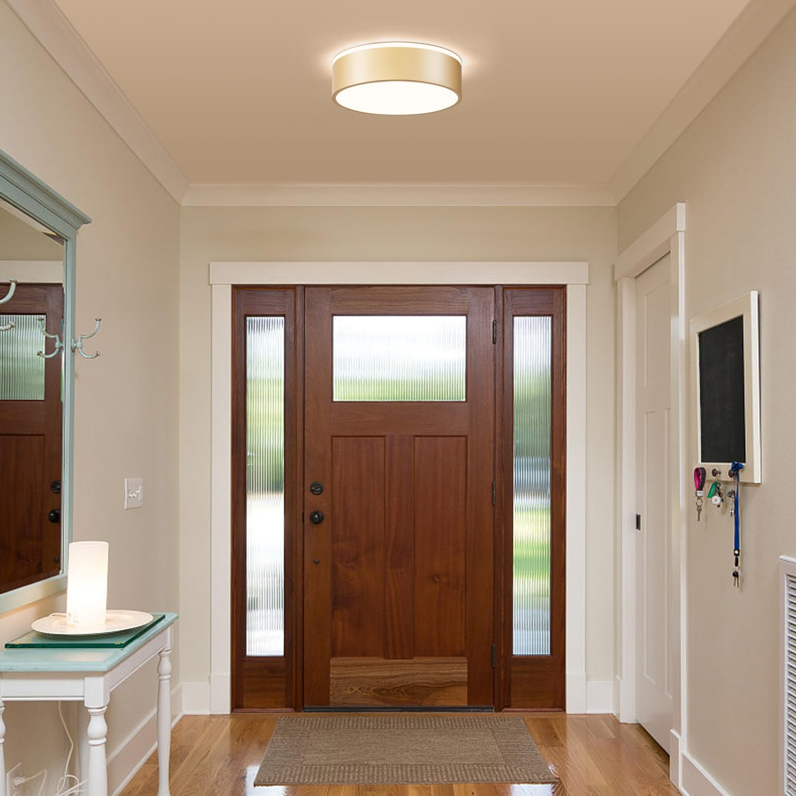 Vikaey Gold Led Ceiling Light, Modern Flush Mount Ceiling Light Fixture, Minimalist Round Metal Lighting Fixture Ceiling Lamp For Hallway, Entryway, Bedroom, Balcony, 11.81 Inch
