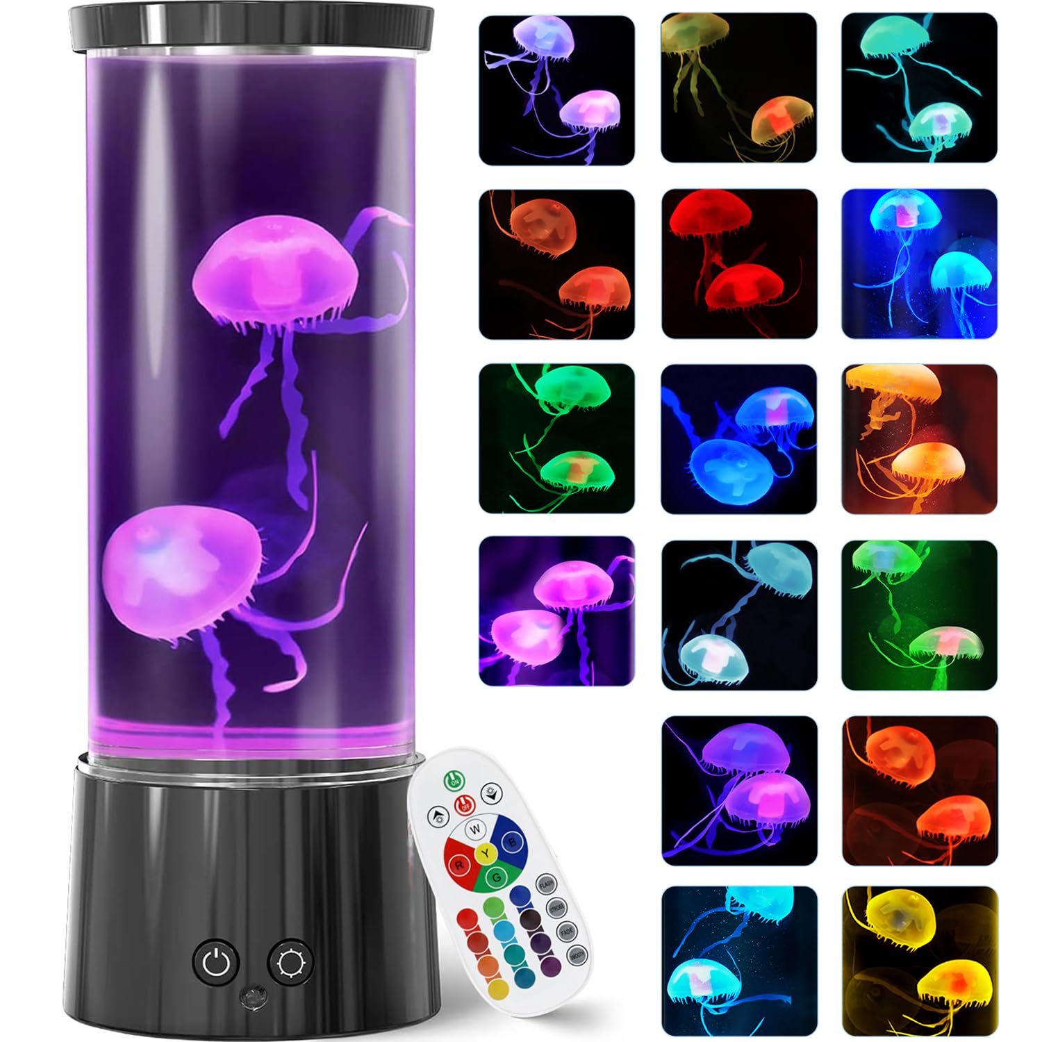 FBSPORT Jellyfish Lamp Night Light, 17 Color Changing with Remote Control, White, Model MRD-D2