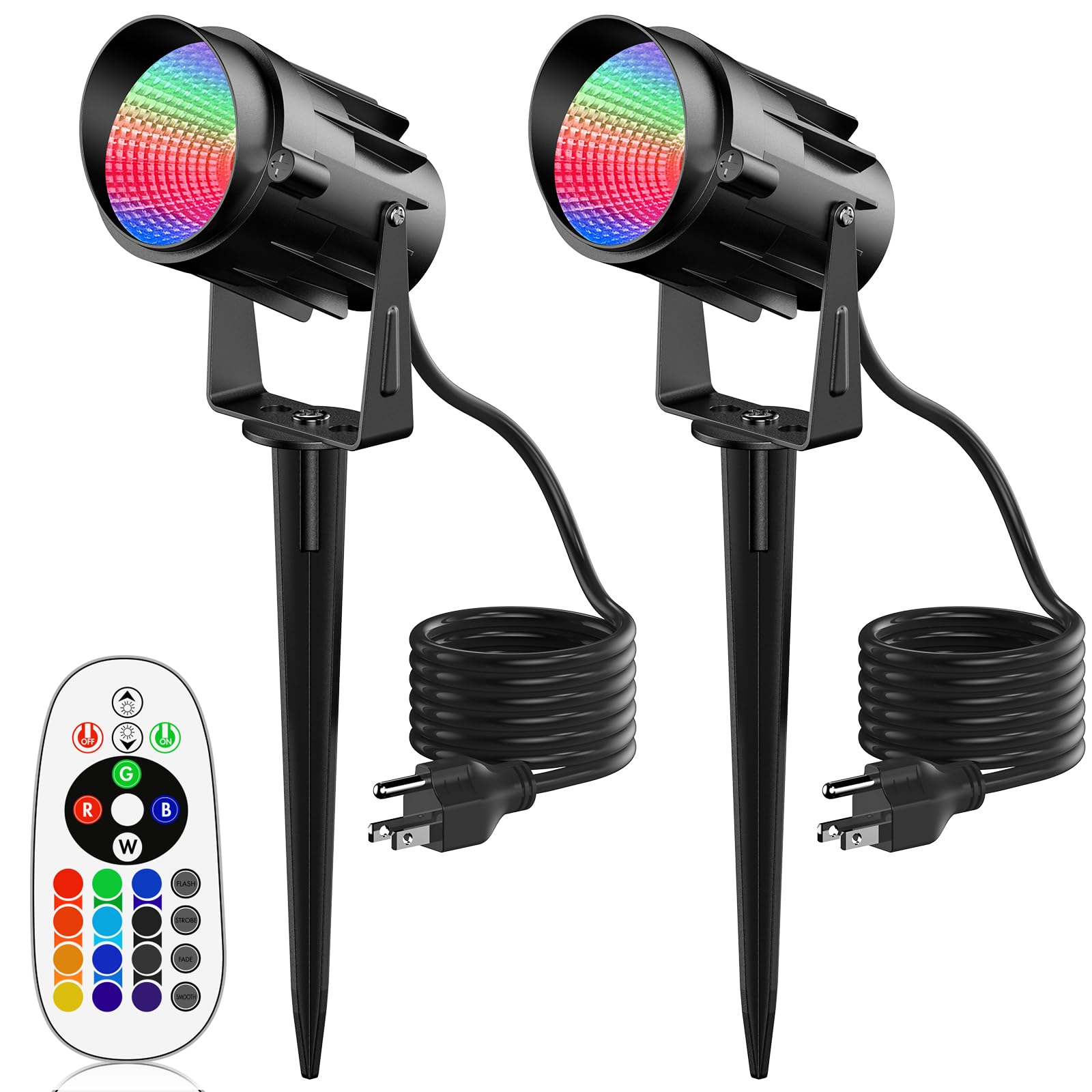 Spot Lights Outdoor for Yard, RGB Spotlight Outdoor 12W Color Changing Landscape Lighting with Remote Control Outdoor Spotlight 