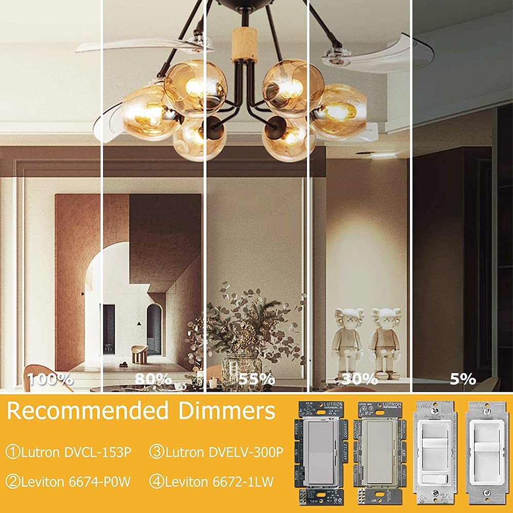 Dimmable G16.5 Led Bulbs,E26 Edison Led Light Bulbs,6W Equal 60 Watt Light Bulb,600Lm,Soft White 3000K,Globe Light Bulb For Pend