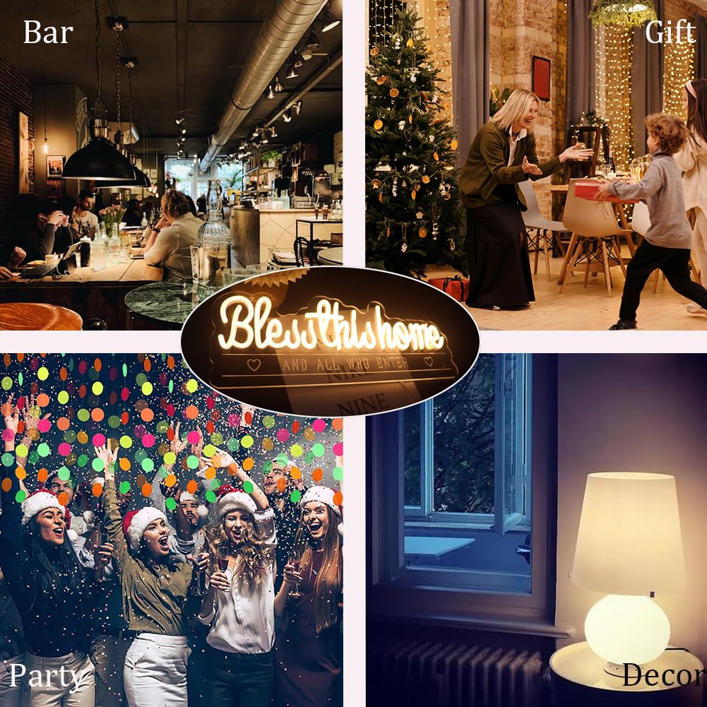 Bless This Home And All Who Enter Neon Sign  Positive Quotes Decorative Neon Lights For Home Room Wall Decor Neon Light Sign  Christmas Birthday Thanksgiving Gift