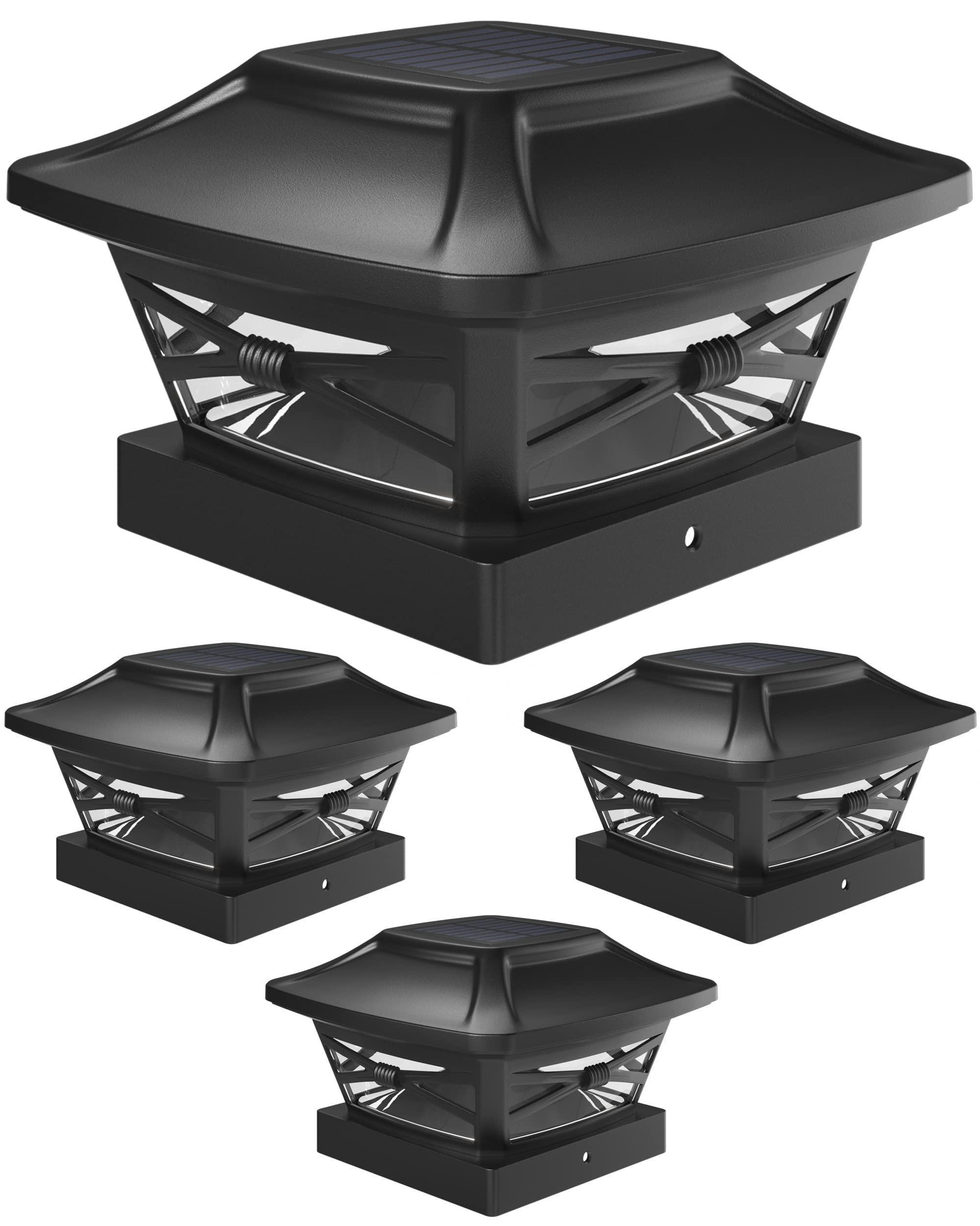 Davinci Lighting Renaissance Solar Post Cap Lights - Bright LED - Slate Black - 4 Pack - Fits 4x4 5x5 6x6 Posts