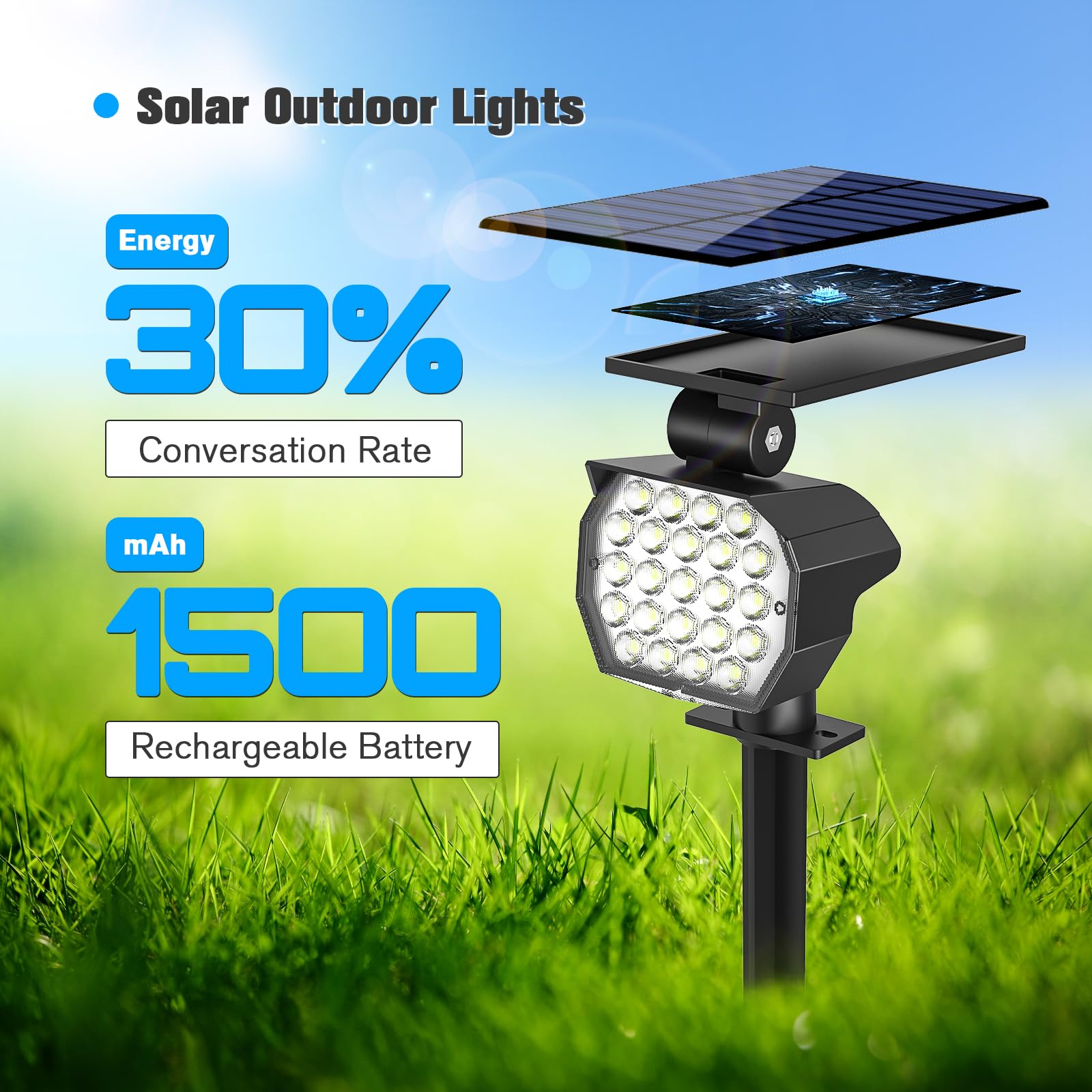 NIORSUN Solar Spot Lights, 23 LEDs, IP67 Waterproof, 3 Lighting Modes, 6 Pack, Cool White, Model TBD60-White6