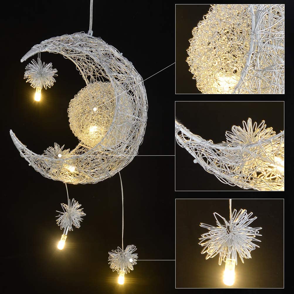 Tislyco Kids Ceiling Light, Moon Chandelier, Girls Chandelier For Bedroom, Nursery Light Fixture
