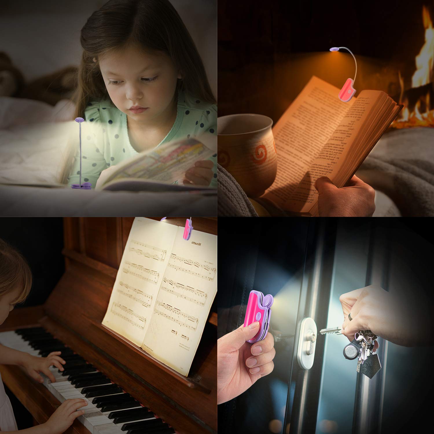 Hongut Amber Reading Light Rechargeable, Book Light Kids For Reading In Bed, Clip On Reading Book Light, 2 Lighting Modes, Blue