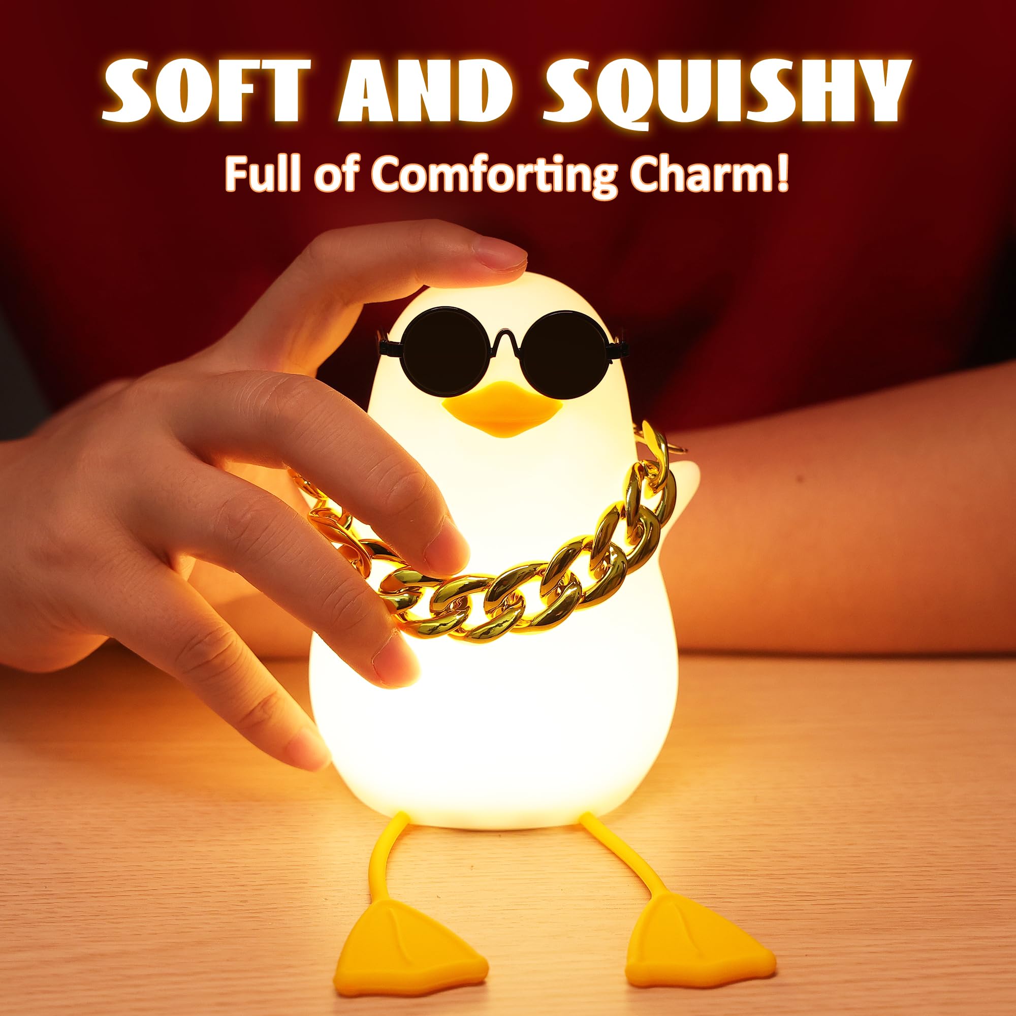 Duck Night Light, Silicone Duck Lamp, Cute Bedside Duck Goose Funny Nightlight With Dimmer And Timer For Room Decor, Duck Gifts