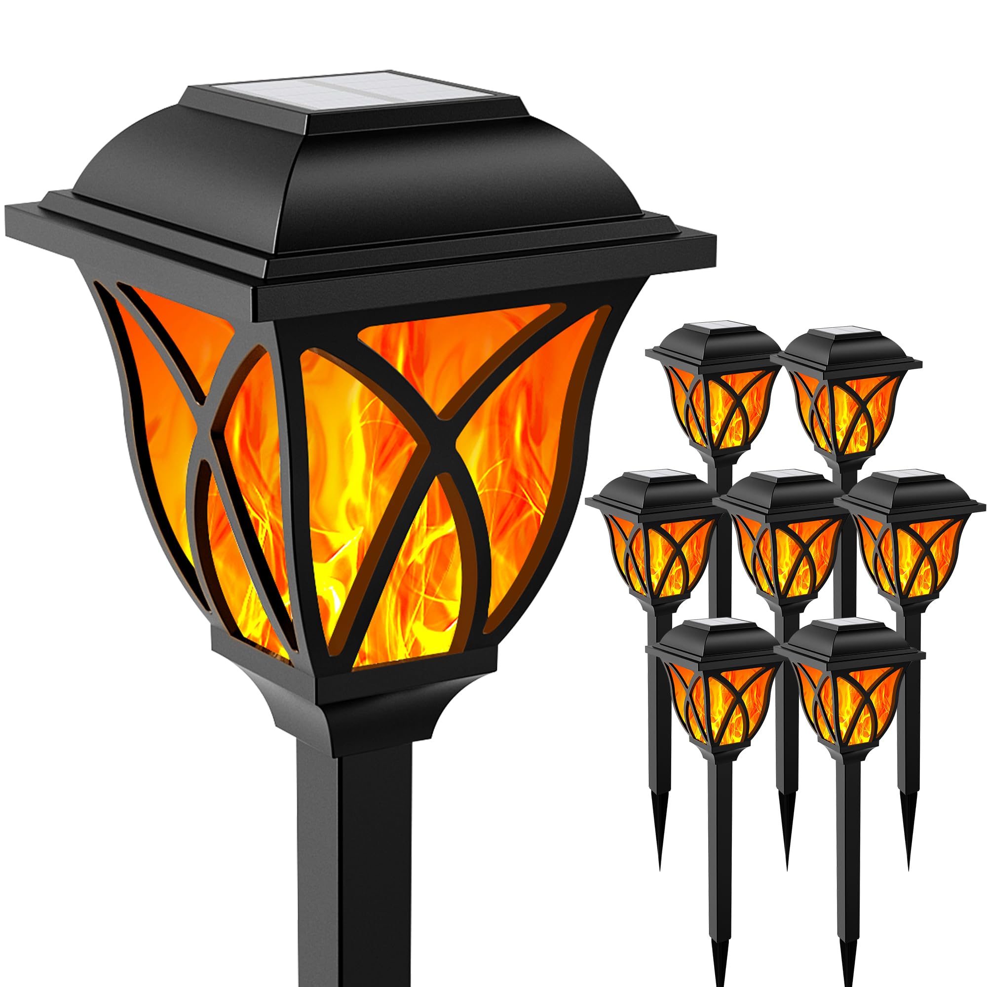 Hmdecor Solar Lights Outdoor Garden Decor Solar Torch Lights Solar Lights Outdoor Waterproof 8 Pack Flickering Flame Led Lights Outdoor Decor For Porch, Garden, Camp, Path, Yard, Patio, Balcony