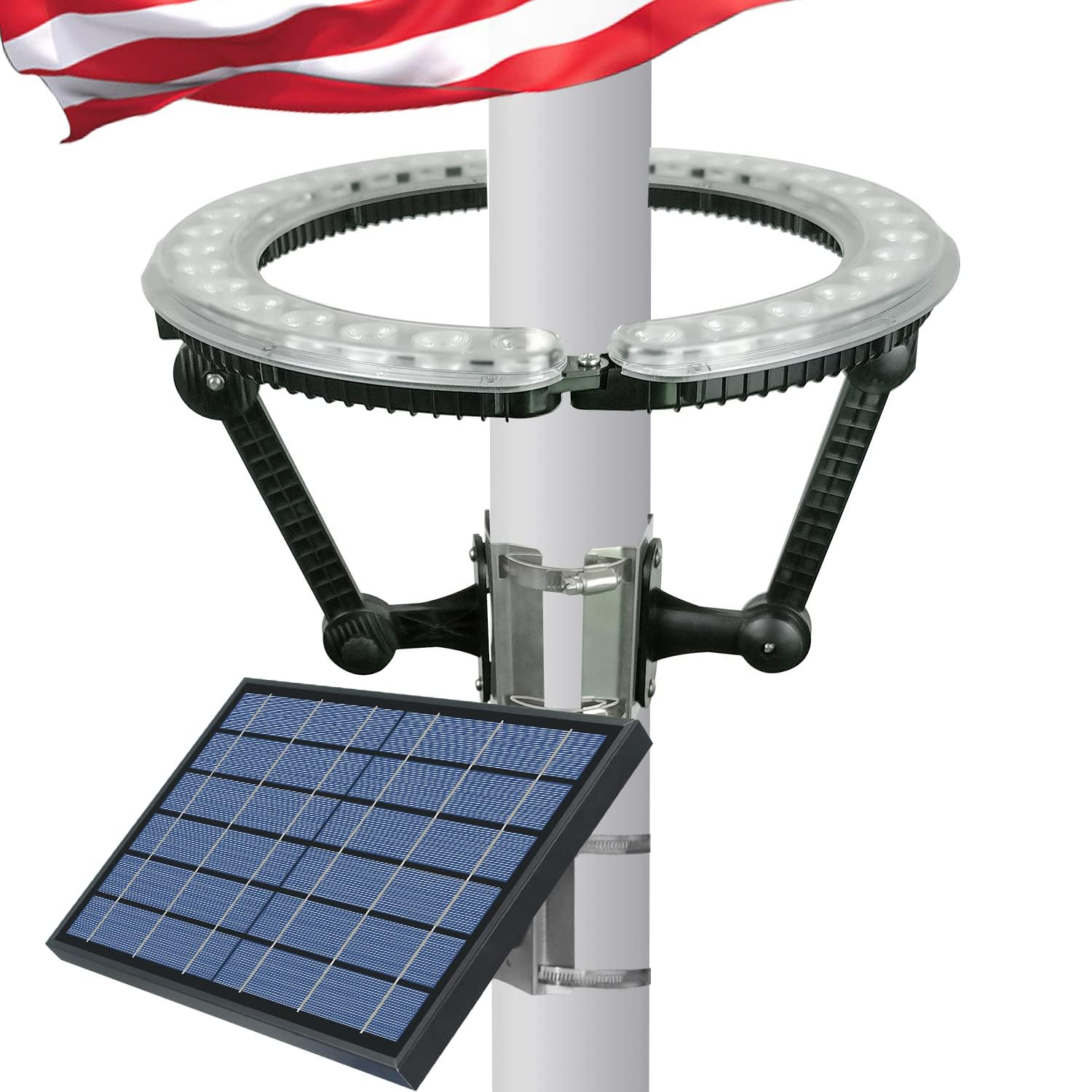 Kayiune Solar Flag Pole Light Outdoor Dusk to Dawn, 32 Super Bright LED Flag Pole Lights 4640lm Auto On/Off, 100% Flag Coverage,