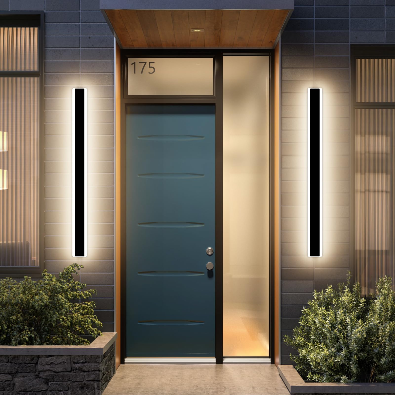 Daoseolo 2 Pack 39.3Inch Modern Outdoor Wall Sconce, 3 Color Lights 3000K/4500K/6000K, Ip65 Waterproof Wall Light Fixture, White Acrylic, 36W, Outdoor Lighting For Porch, Patio, Fence, Garden