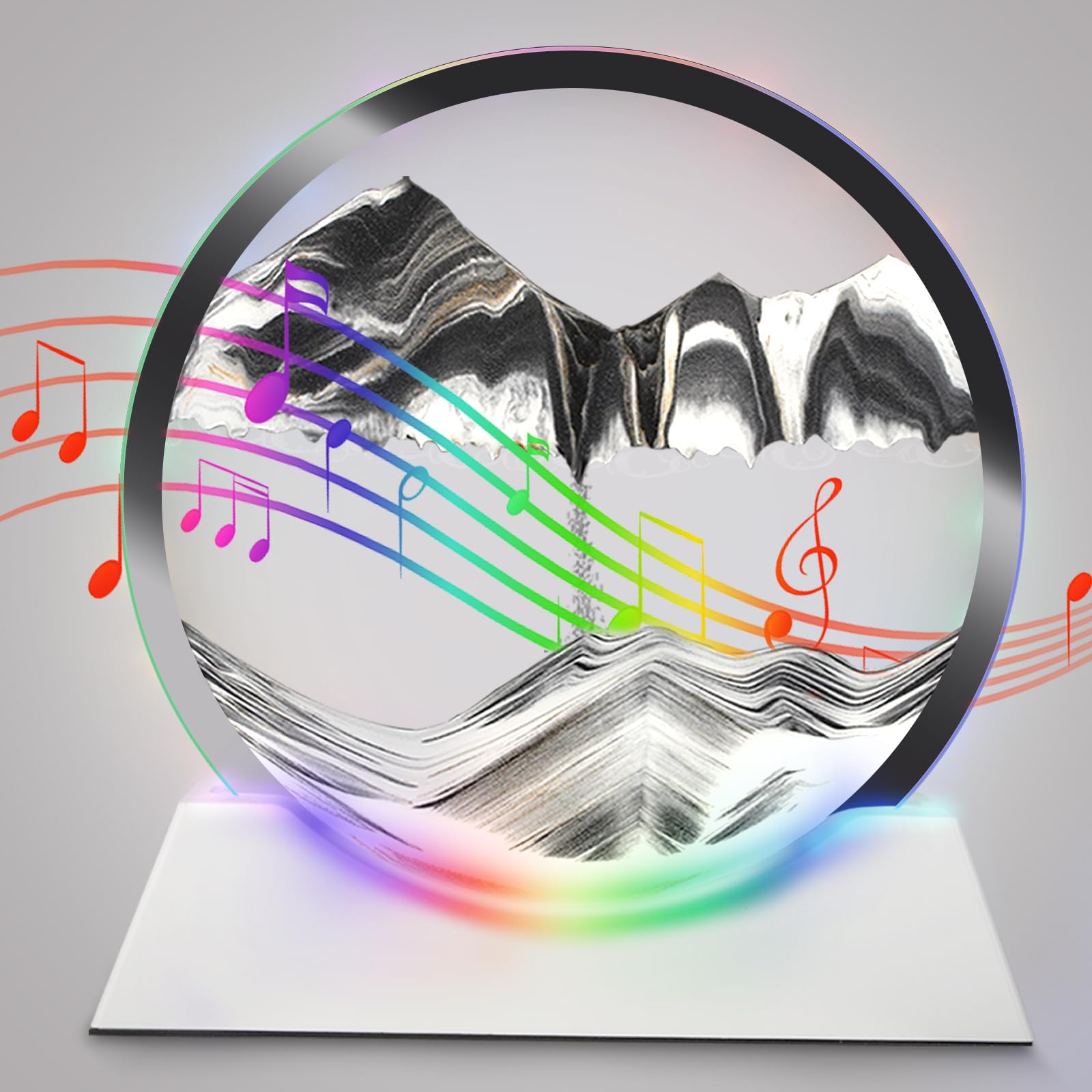 OLYWEI Moving Sand Art Bluetooth Speaker Bedside Lamp, Dimmable Multi-Color Changing, Sand Art Lamp for Home Decor/Relaxation/Pa