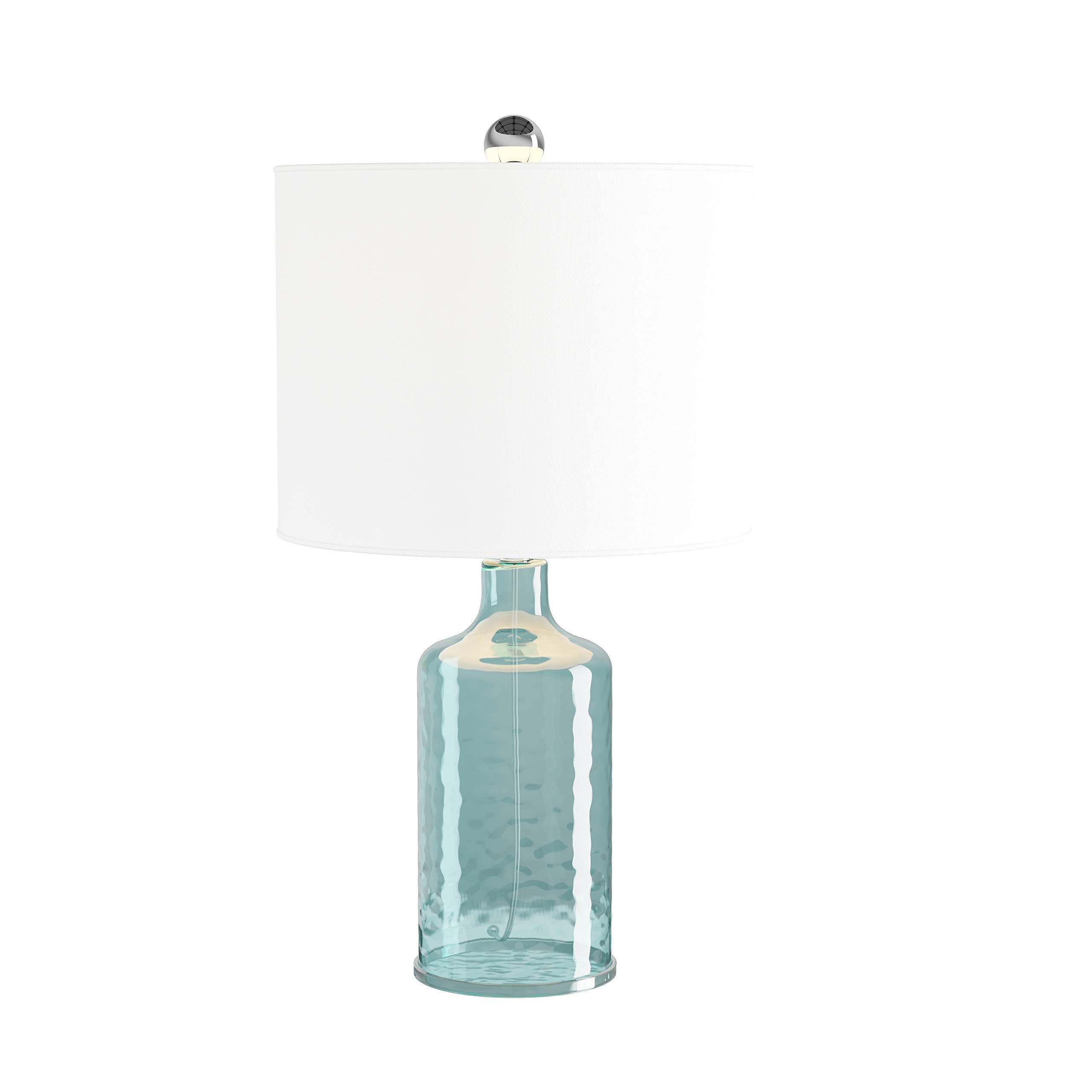 Lavish Home Table Lamp - Clear Glass, Open Base, LED Bulb, Blue, Single Lamp, Model 72-LMP1-2