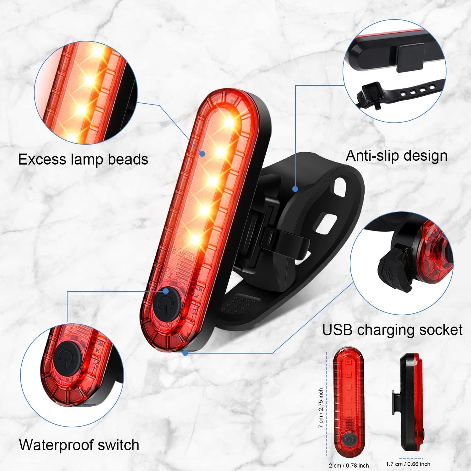 Smart Bike Tail Light Usb Rechargeable Bicycle Turn Signals With Remote Control Rear Bike Light Waterproof Safety Warning Back Lights Bike Alarm For Night Riding Mountain (Red 5Led)