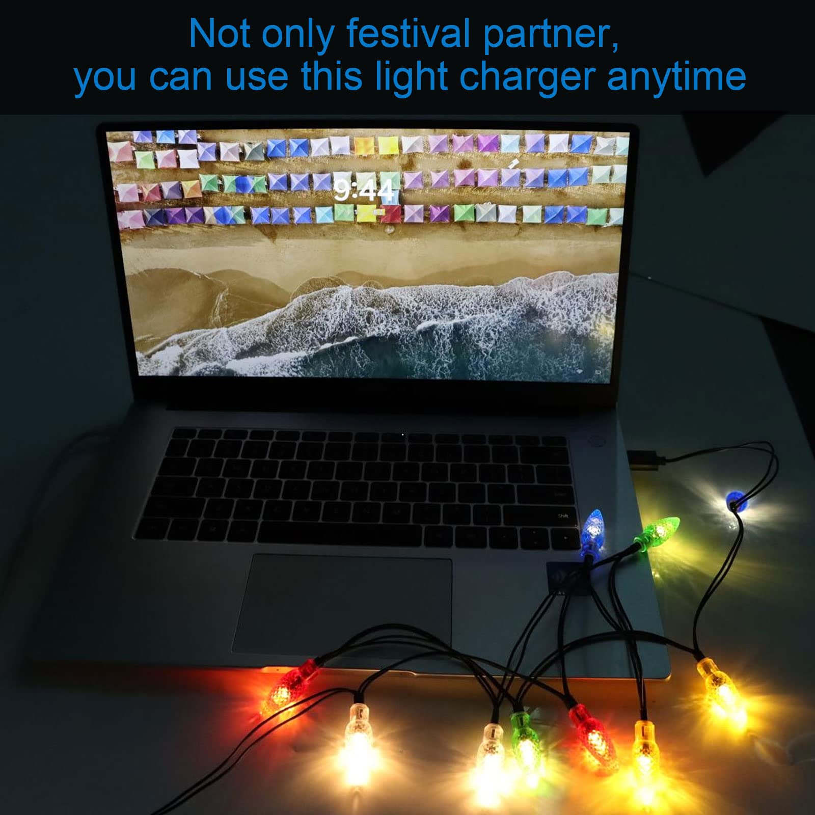 2Pack LED Christmas Lights Charging Cable,USB and Bulb Charger,50inch 10led Multicolor Available with Phone 5,5s,6,6plus,6s,6s P