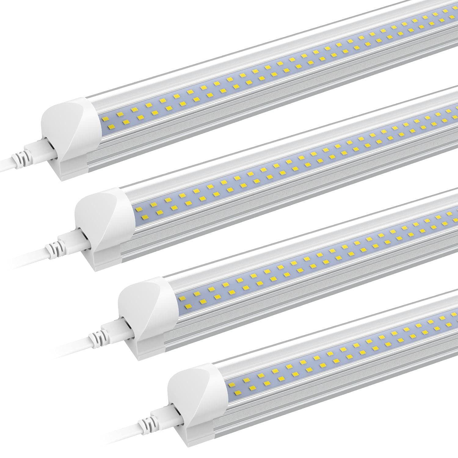 SHOPLED 8FT LED Shop Lights Fixture - 72W 9360LM 6000K Cool White, Flat Dual Row T8 LED Tube Lights, 8 Foot LED Shop Lights for 