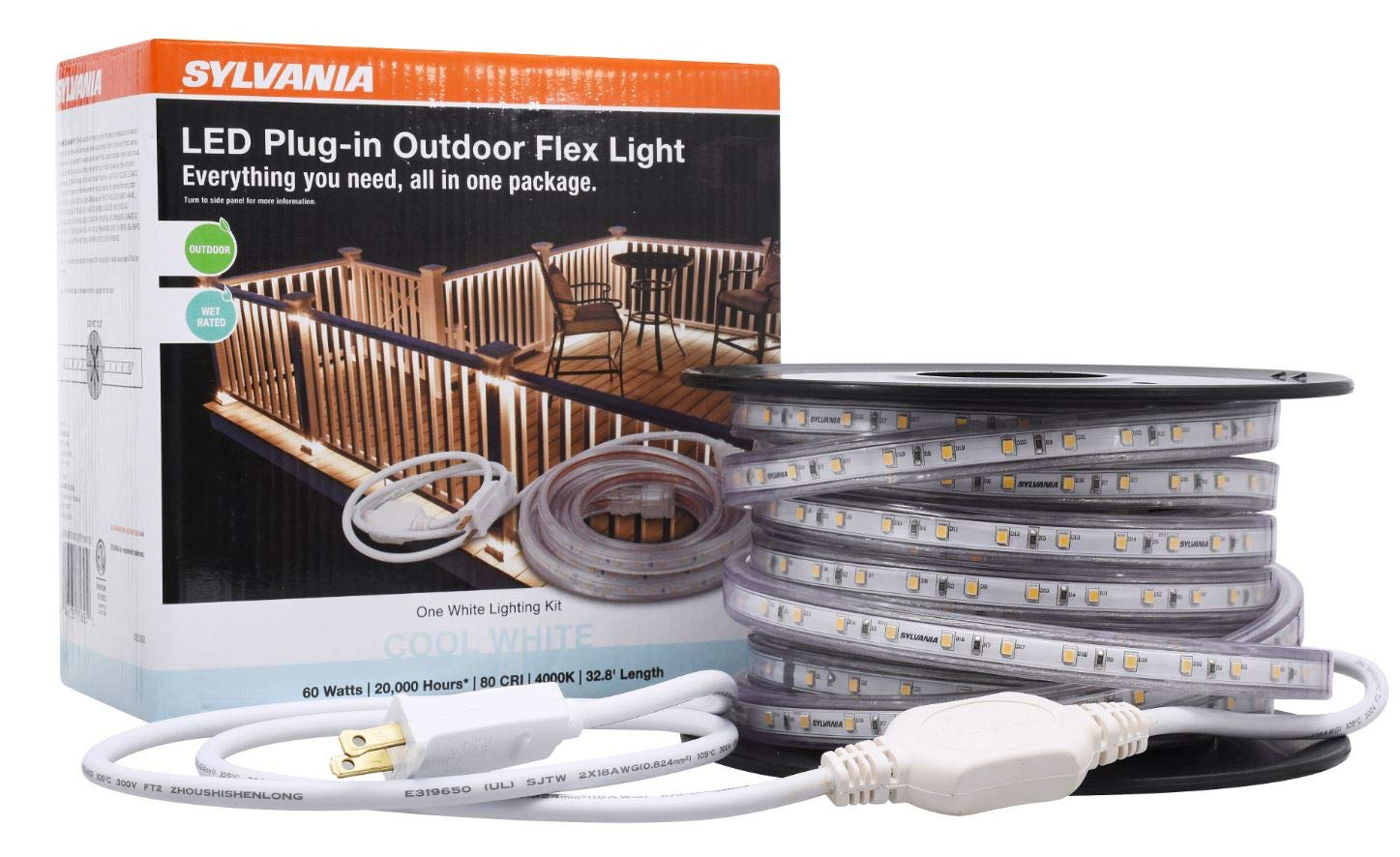 LEDVANCE SYLVANIA LED Outdoor Flex Light Strip Kit, 32.8 in, 4000K Cool White, Plastic, Model 75625