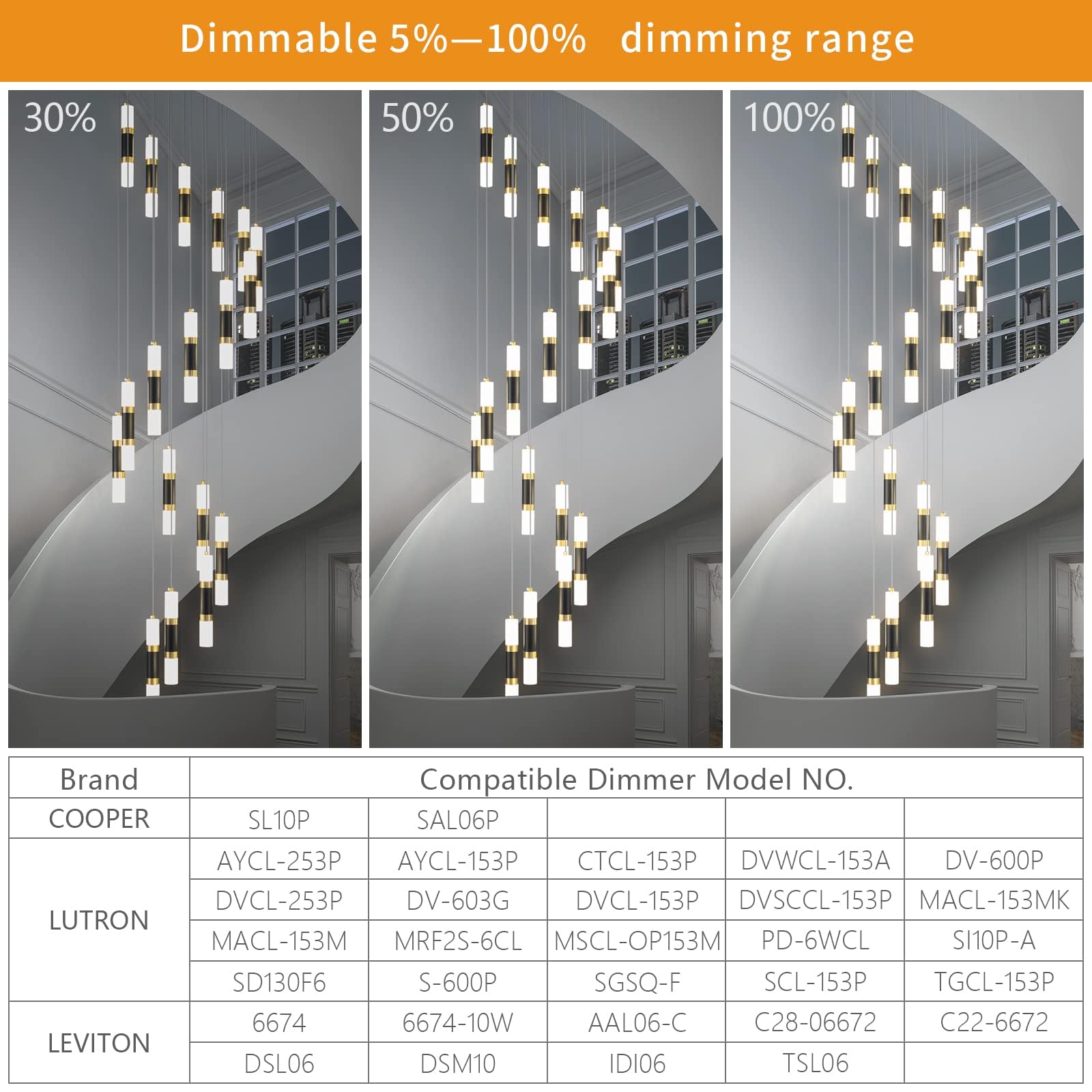 Liangmh 18-Light Modern Kitchen Island Black Gold Ceiling Pendant Light Dimmable Led 108W Staircase Large Chandelier Lobby Livin
