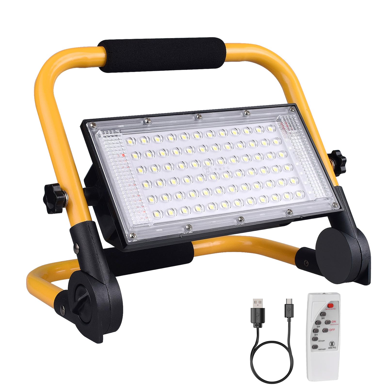 ERAY LED Construction Spotlight, LED Work Light 8000LM 13500mAh LED Work Light 2 Charging Methods / 4 Modes/Power Bank/Remote Co