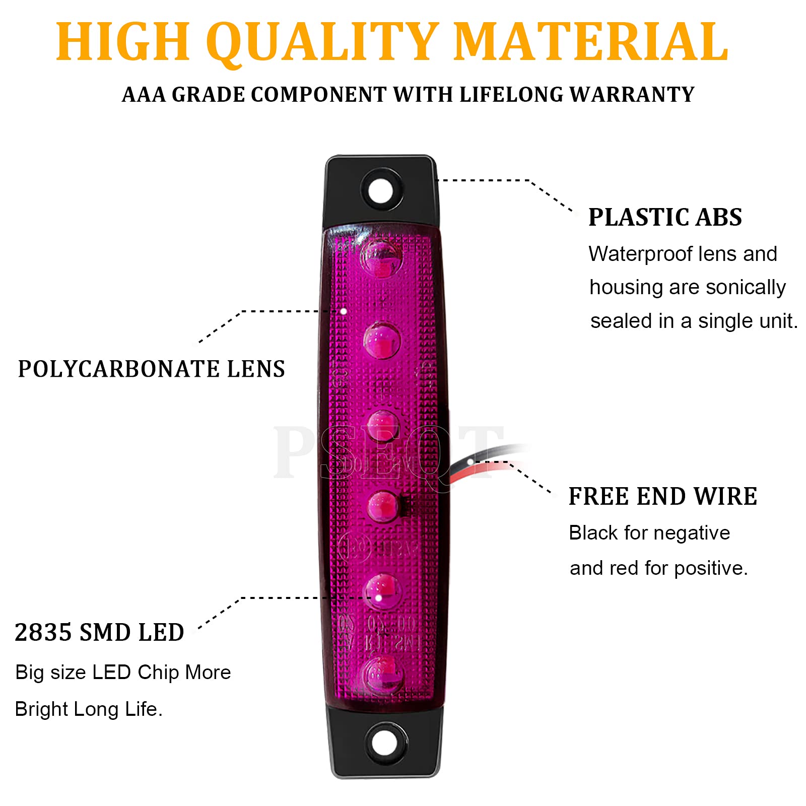 PSEQT LED Boat Interior Lights, Waterproof Courtesy Light Strip, 10Pcs, Purple, PC Lens, ABS Housing