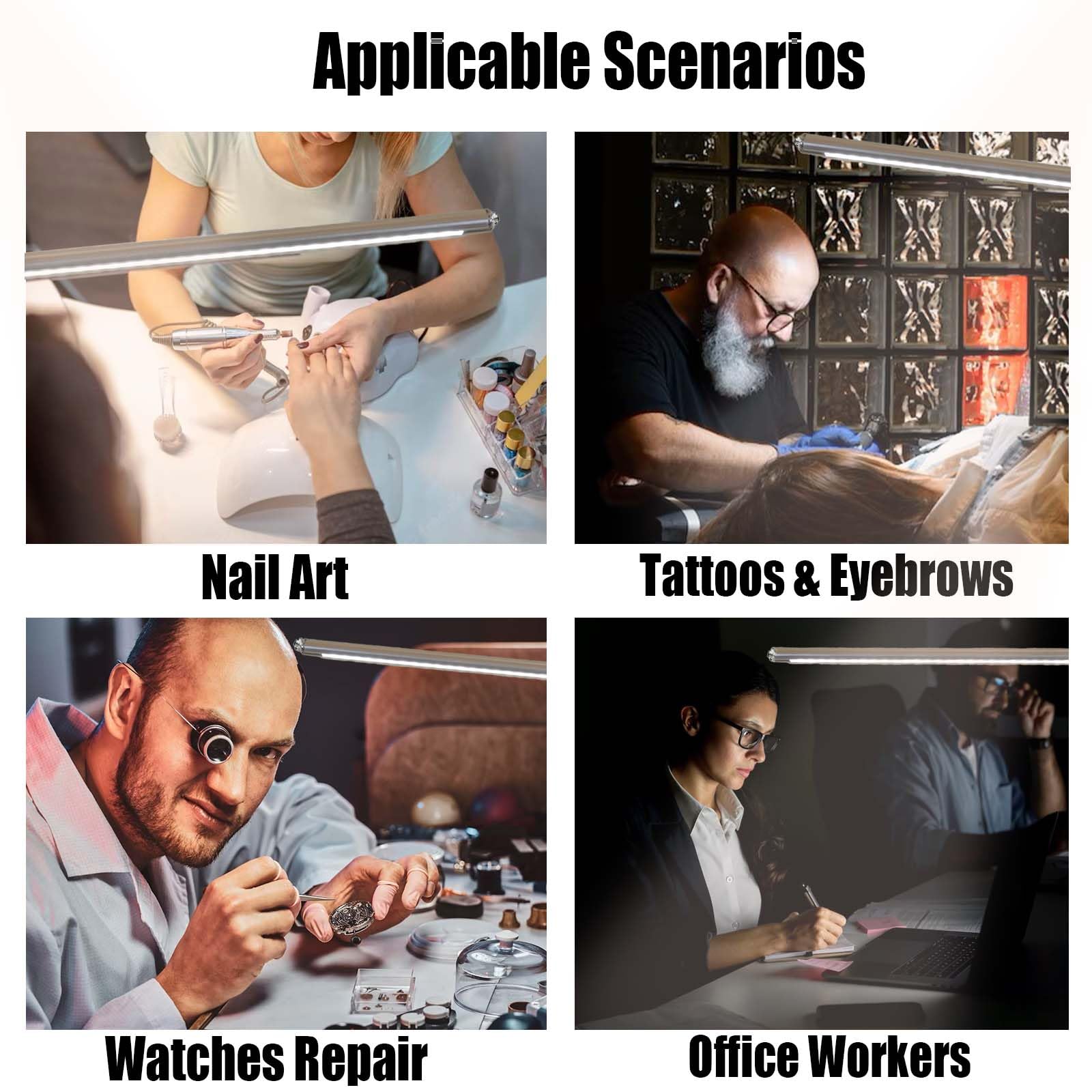 Brokimis Usb Led Desk Lamp With Clamp, 8W Gooseneck Light For Reading, Manicure, Tattoo