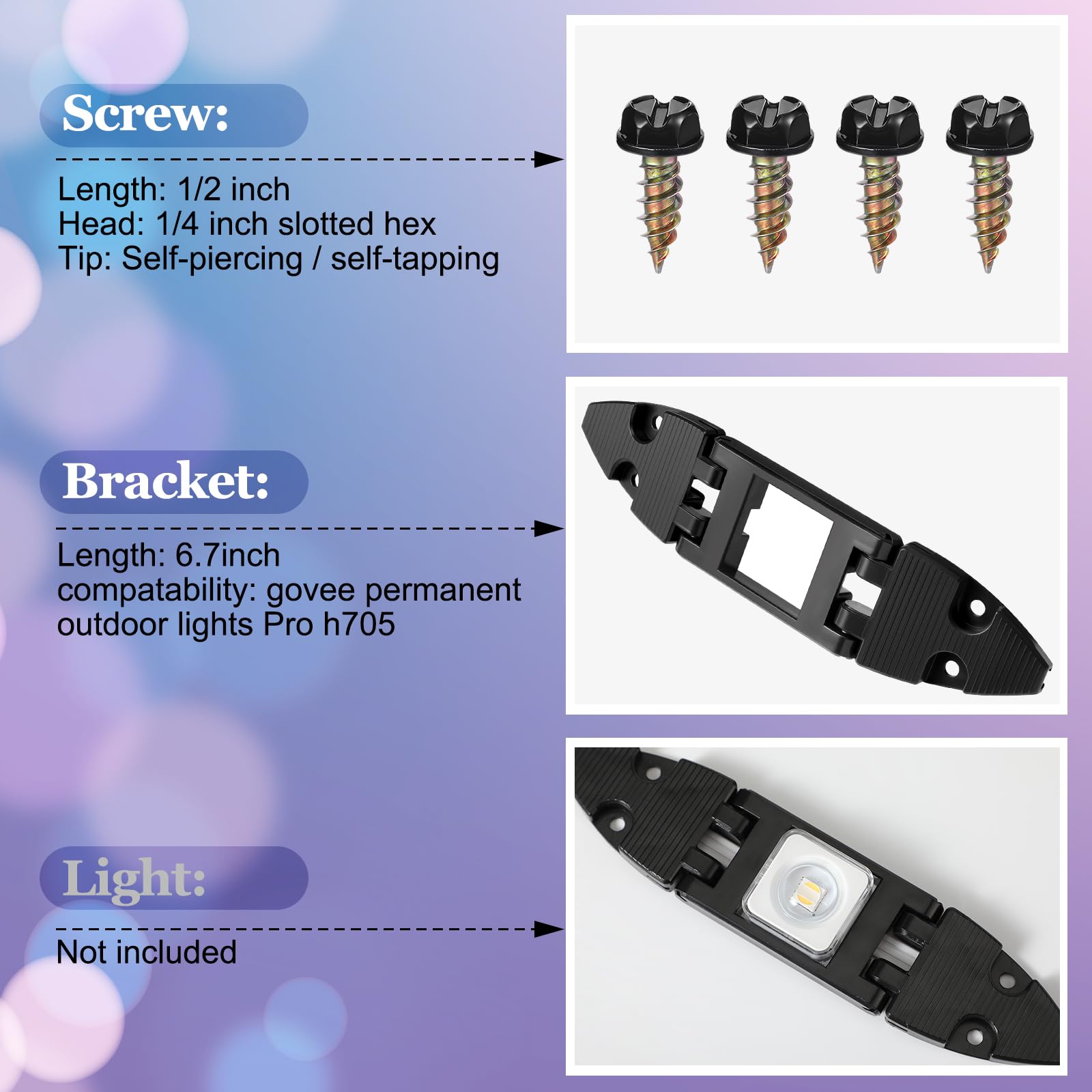 Cinnvoice 6 Pack Gable Light Clips Compatible with Govee H705 H805 Permanent Outdoor Lights 2 with Screws a Variety of Roof Pitc