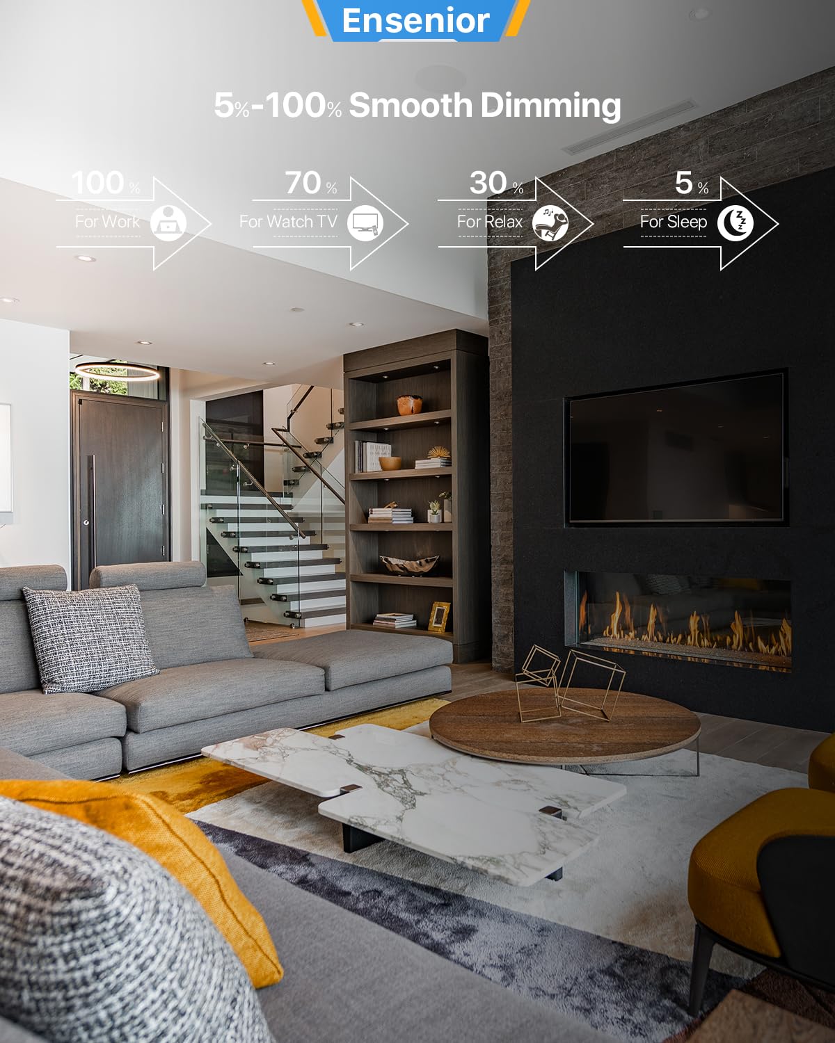 Ensenior 6 Pack 4 Inch Ultra-Thin Led Recessed Ceiling Light With Junction Box, 5000K Daylight, 9W 75W Eqv, Dimmable Can-Killer Downlight, 750Lm High Brightness - Etl And Energy Star Certified