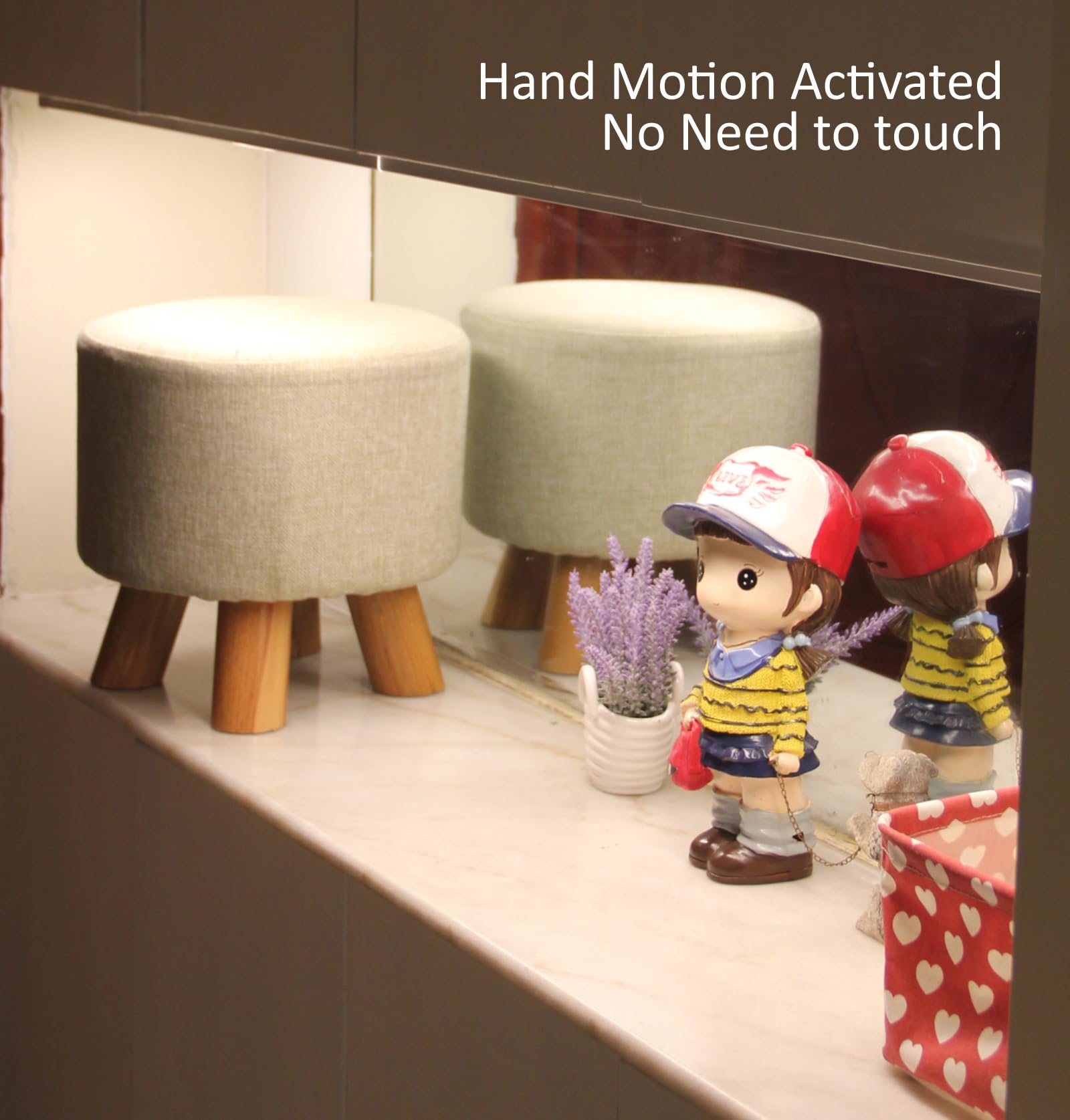 Leetdud Motion Activated Under Cabinet Lights Plug In,16 Inch 2 Pcs Hand Wave Motion Sensor On/Off Dimmable, Ultra Thin 4000K Li