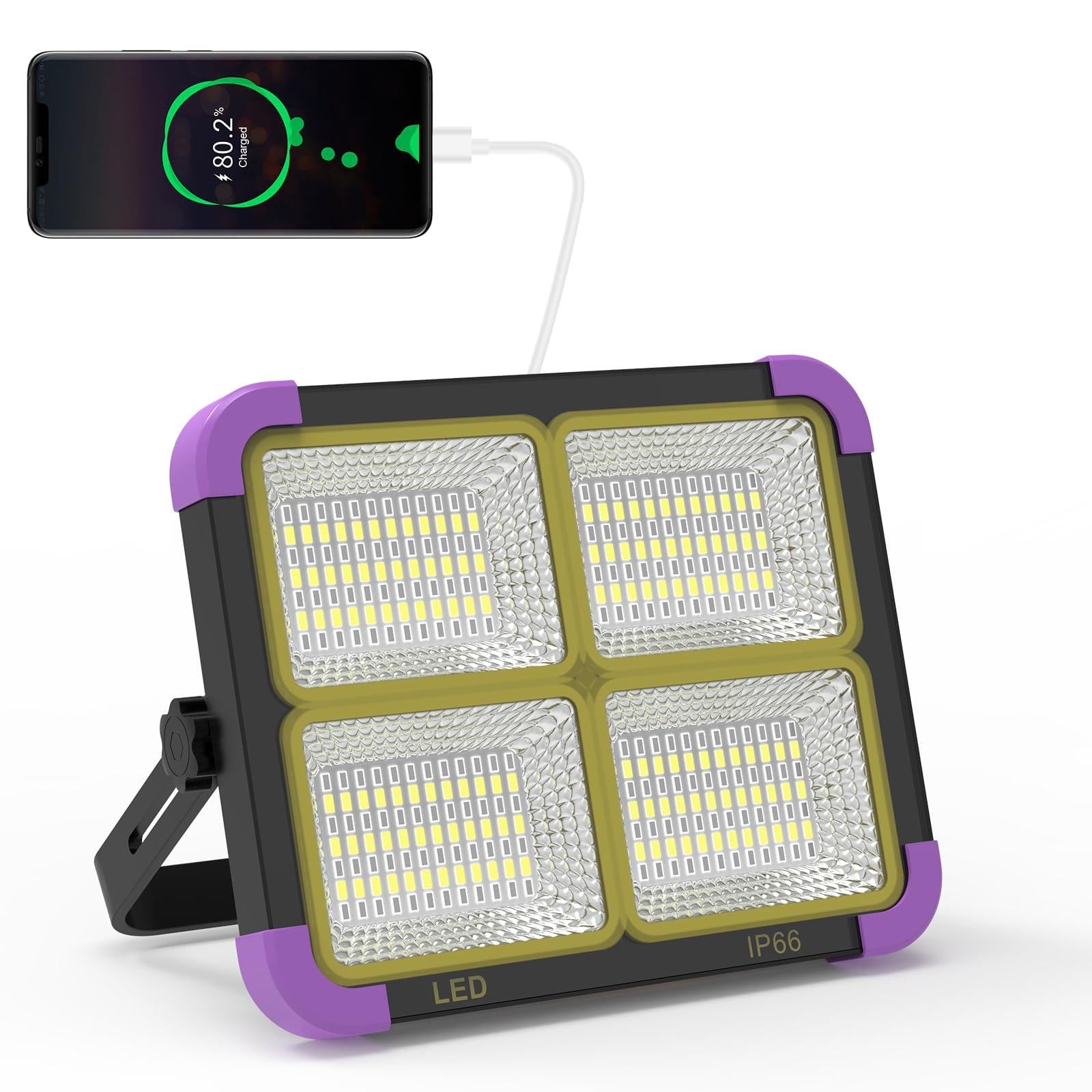 iodoo Rechargeable Solar Work Light 10000mAh Black Light, 10000LM Cordless Magnetic Portable LED Work Light UV Blacklight, 395nm