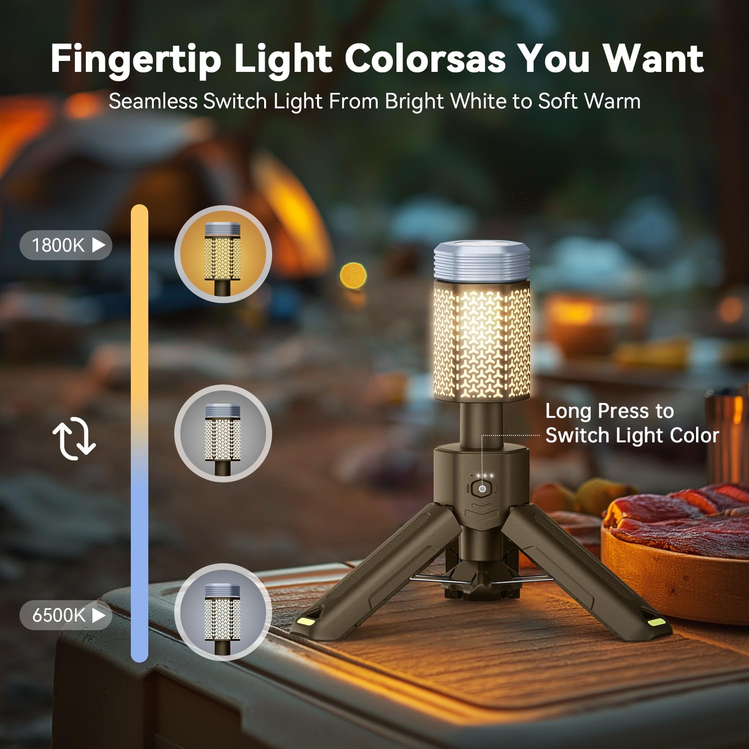 MORIKO Telescopic Camping Lantern, 10,500mAh, IP67 Waterproof, Portable, Desert Yellow